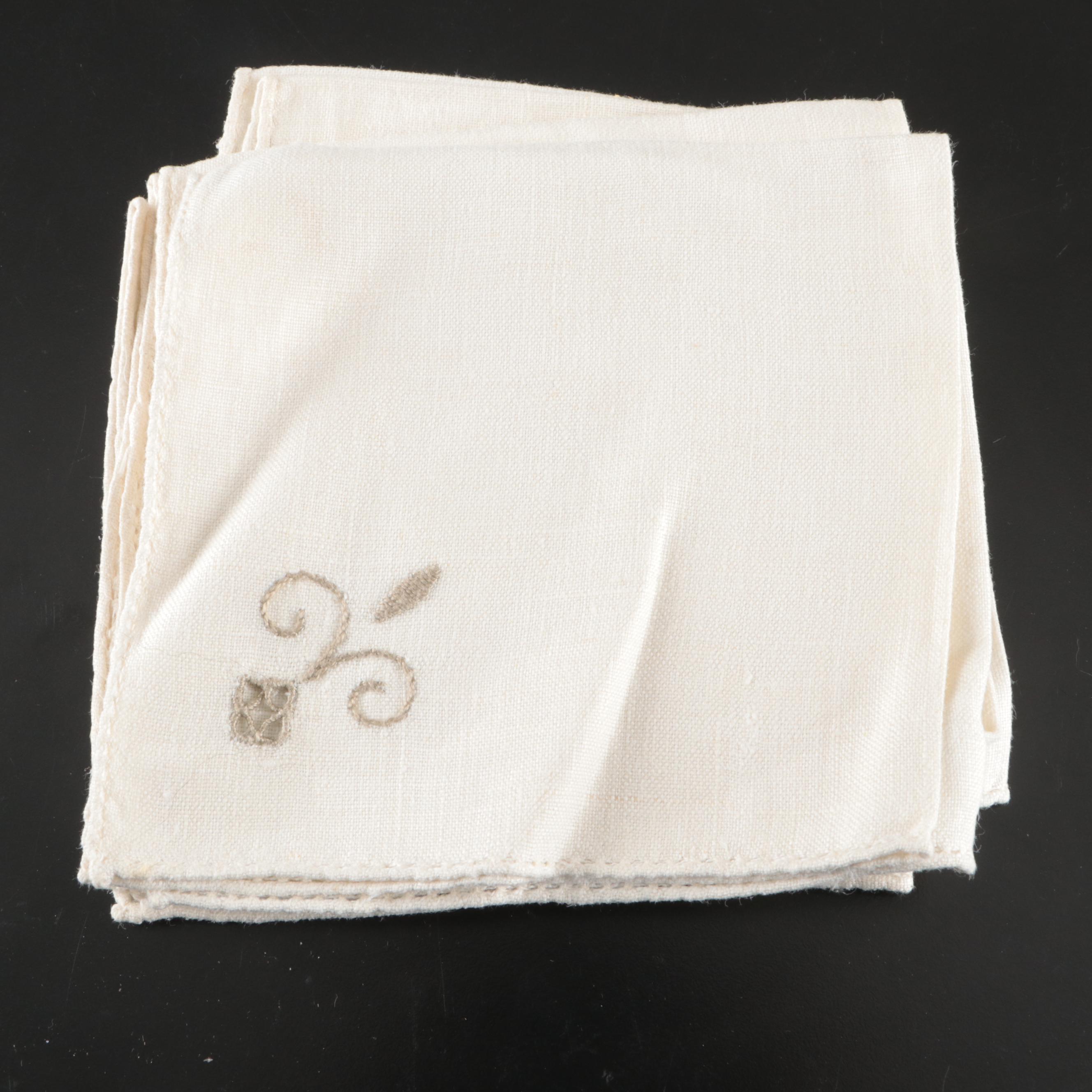 Hand-Embroidered, Applique, and Other Floral Napkins with Vintage Ephemera