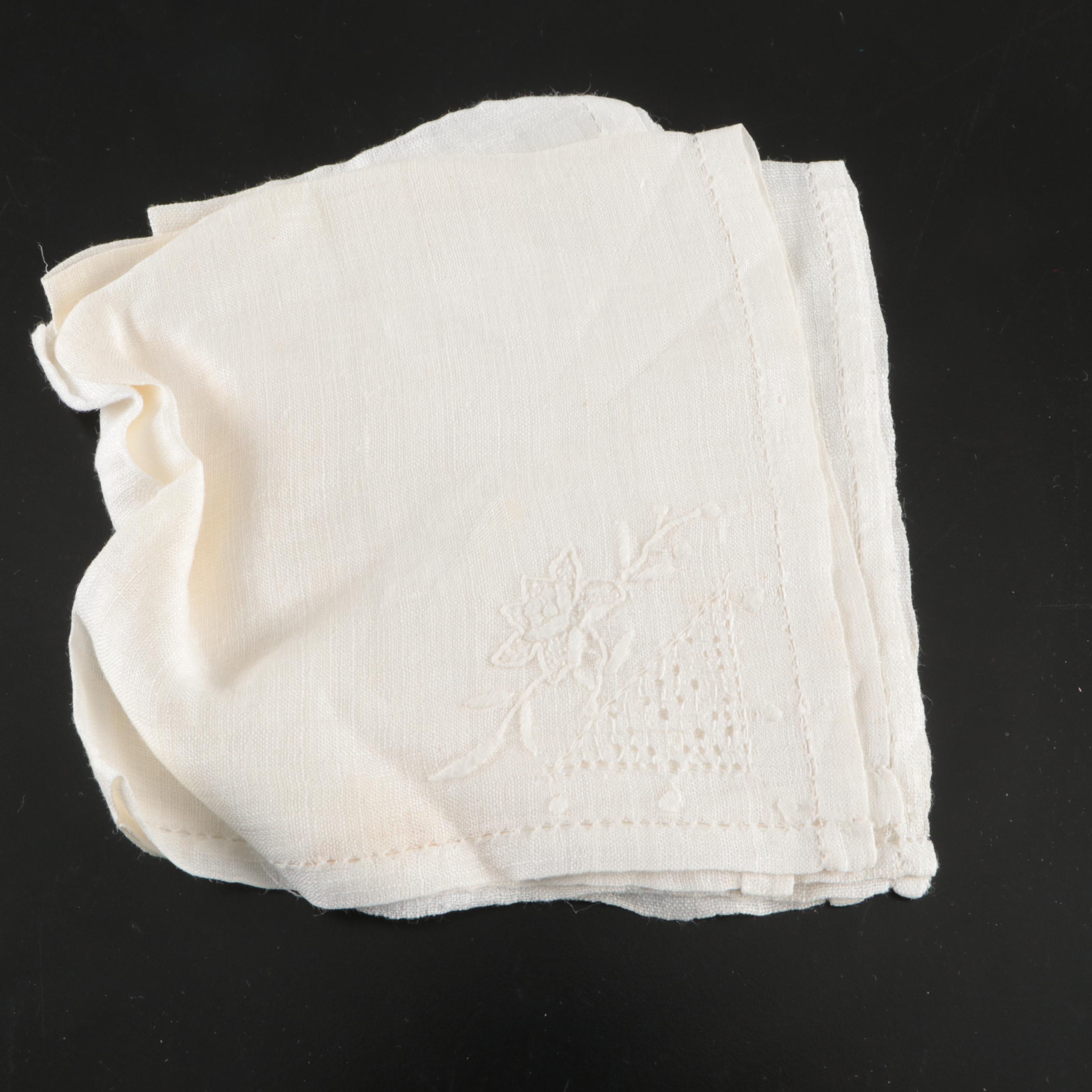 Hand-Embroidered, Applique, and Other Floral Napkins with Vintage Ephemera