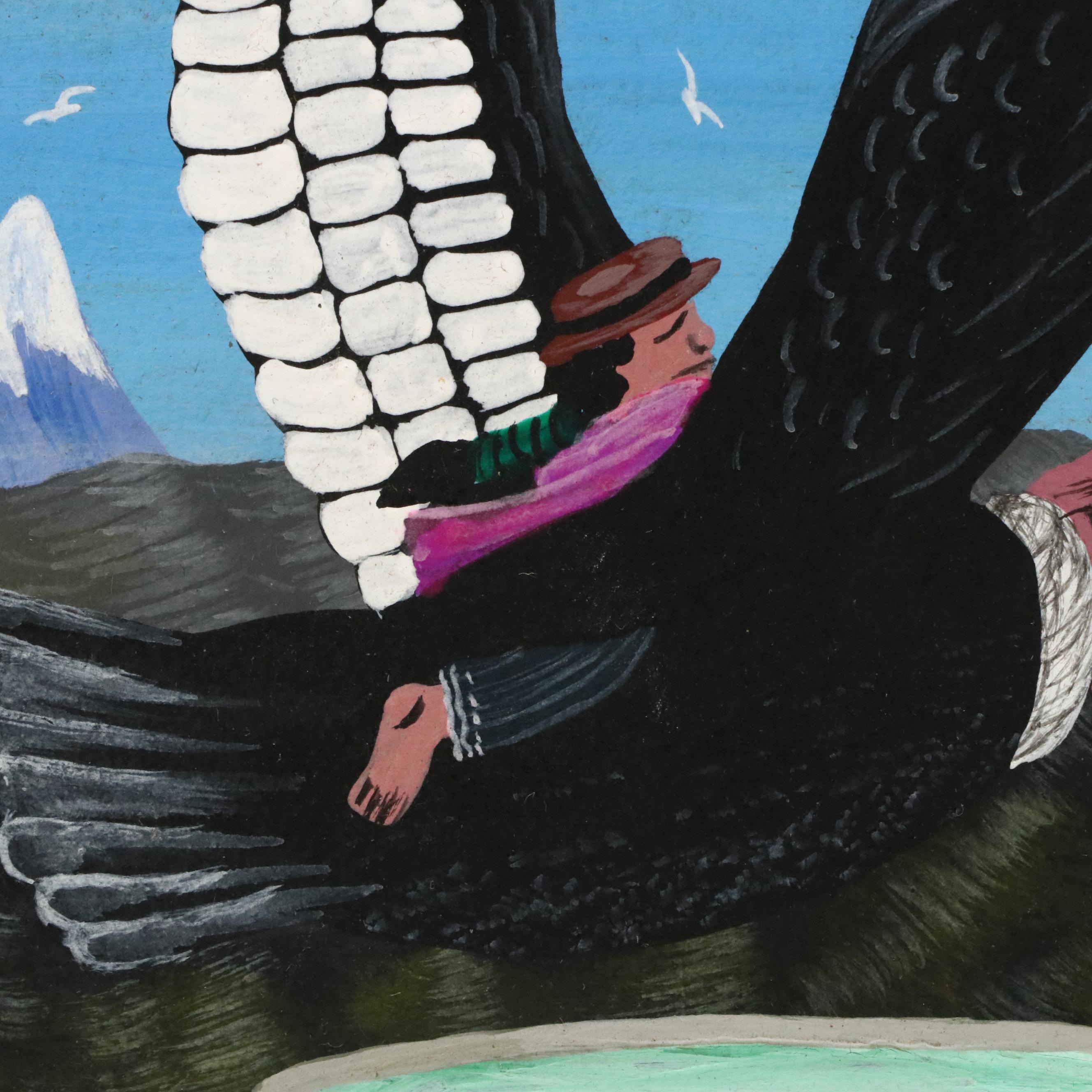 Stylized Fantasy Landscape Acrylic Painting on Hide