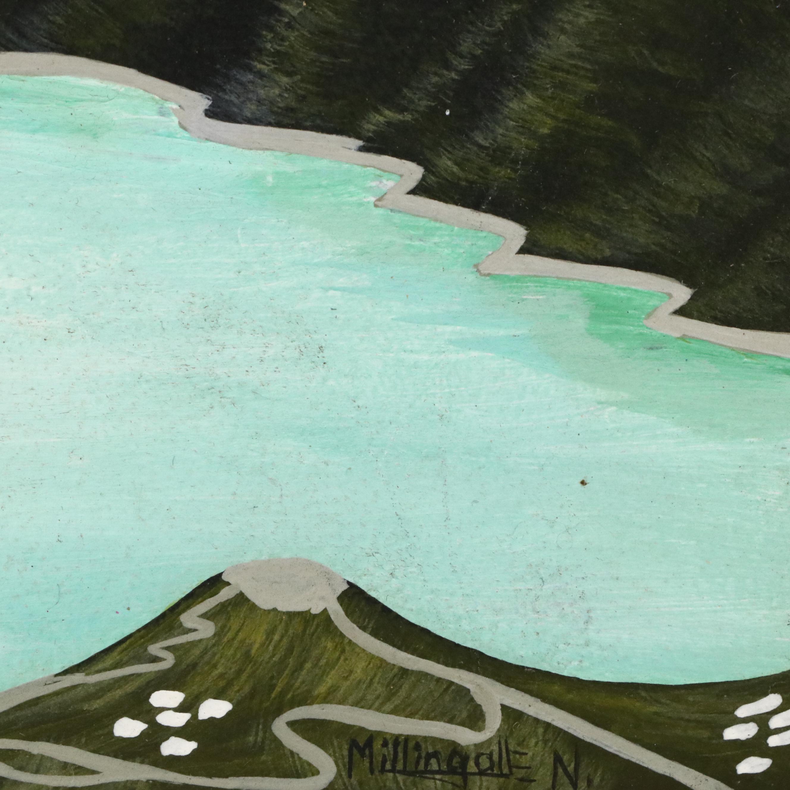 Stylized Fantasy Landscape Acrylic Painting on Hide