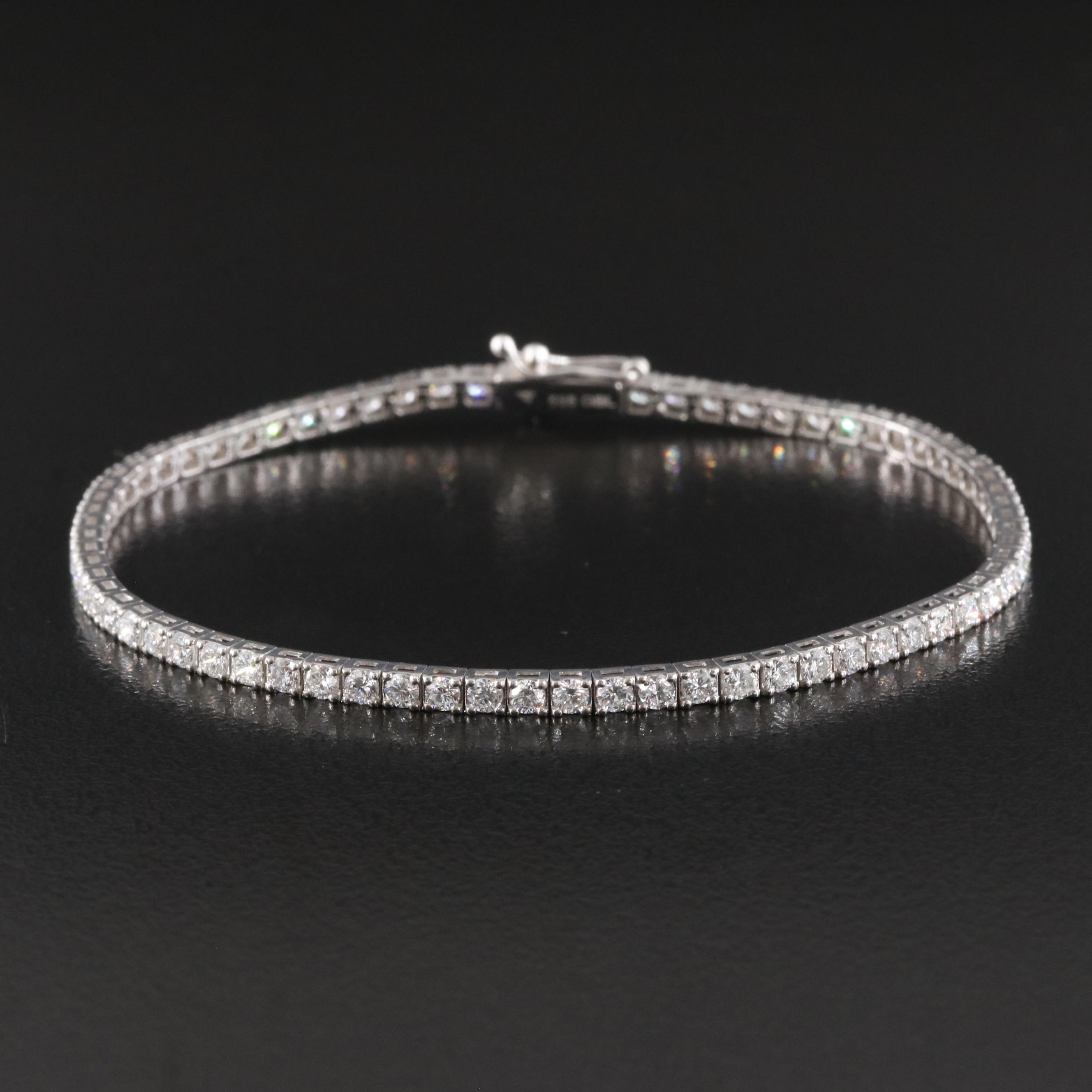 14K 3.00 CTW Lab Grown Diamond Line Bracelet with IGI Jewelry Report