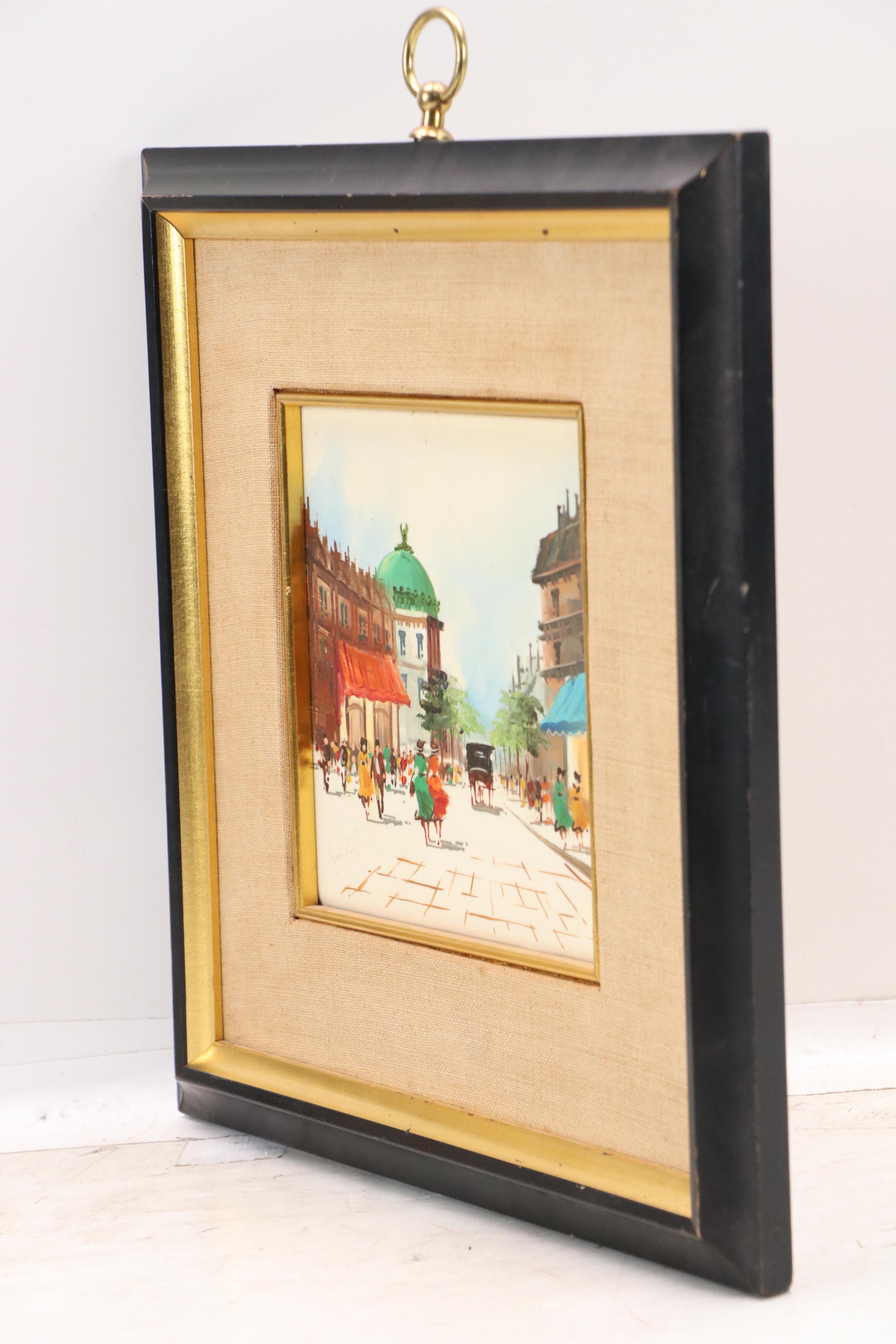 Sungott Art Studios Hand-Painted Porcelain Tiles of Parisian Street Scenes
