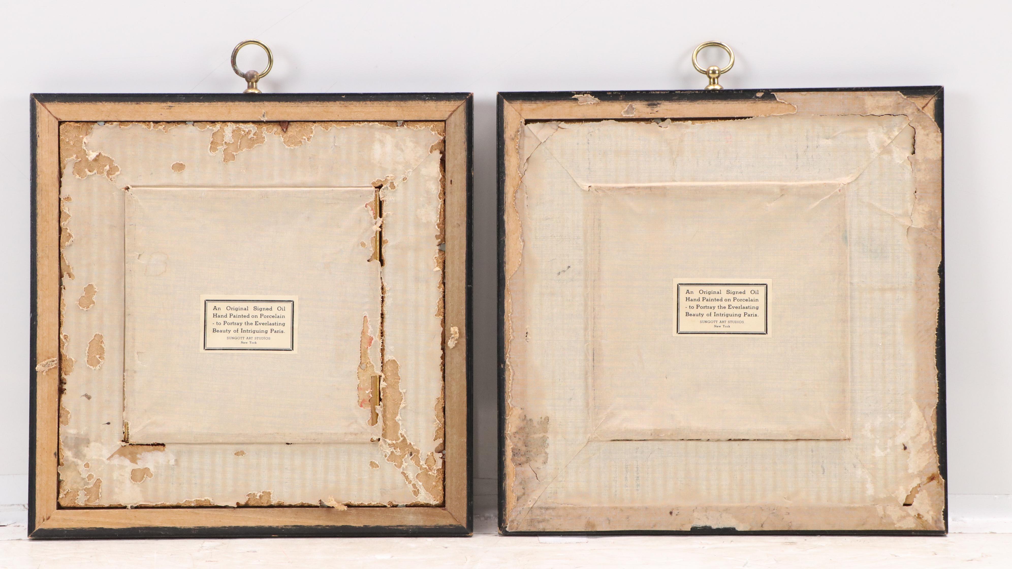 Sungott Art Studios Hand-Painted Porcelain Tiles of Parisian Street Scenes