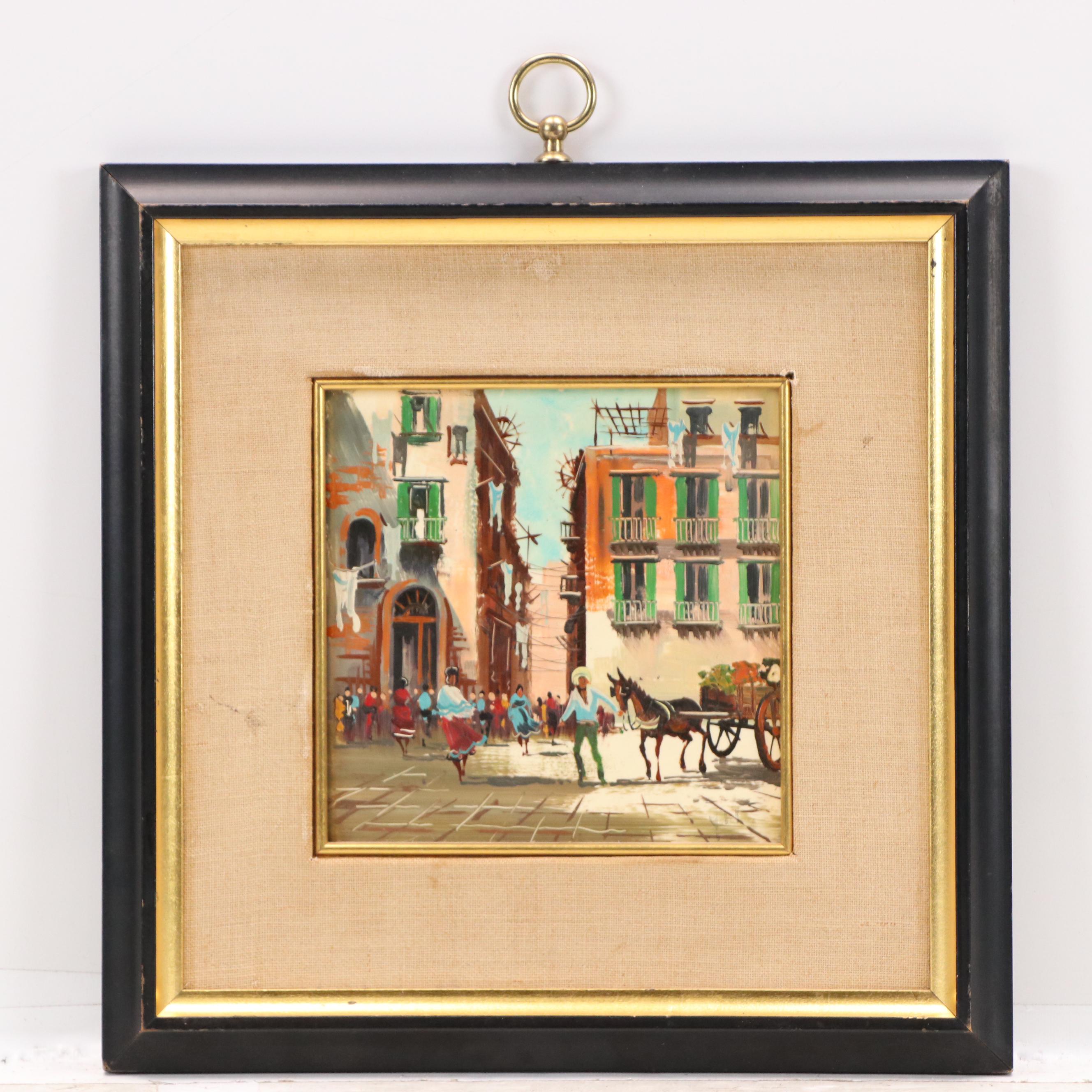 Sungott Art Studios Hand-Painted Porcelain Tiles of Parisian Street Scenes