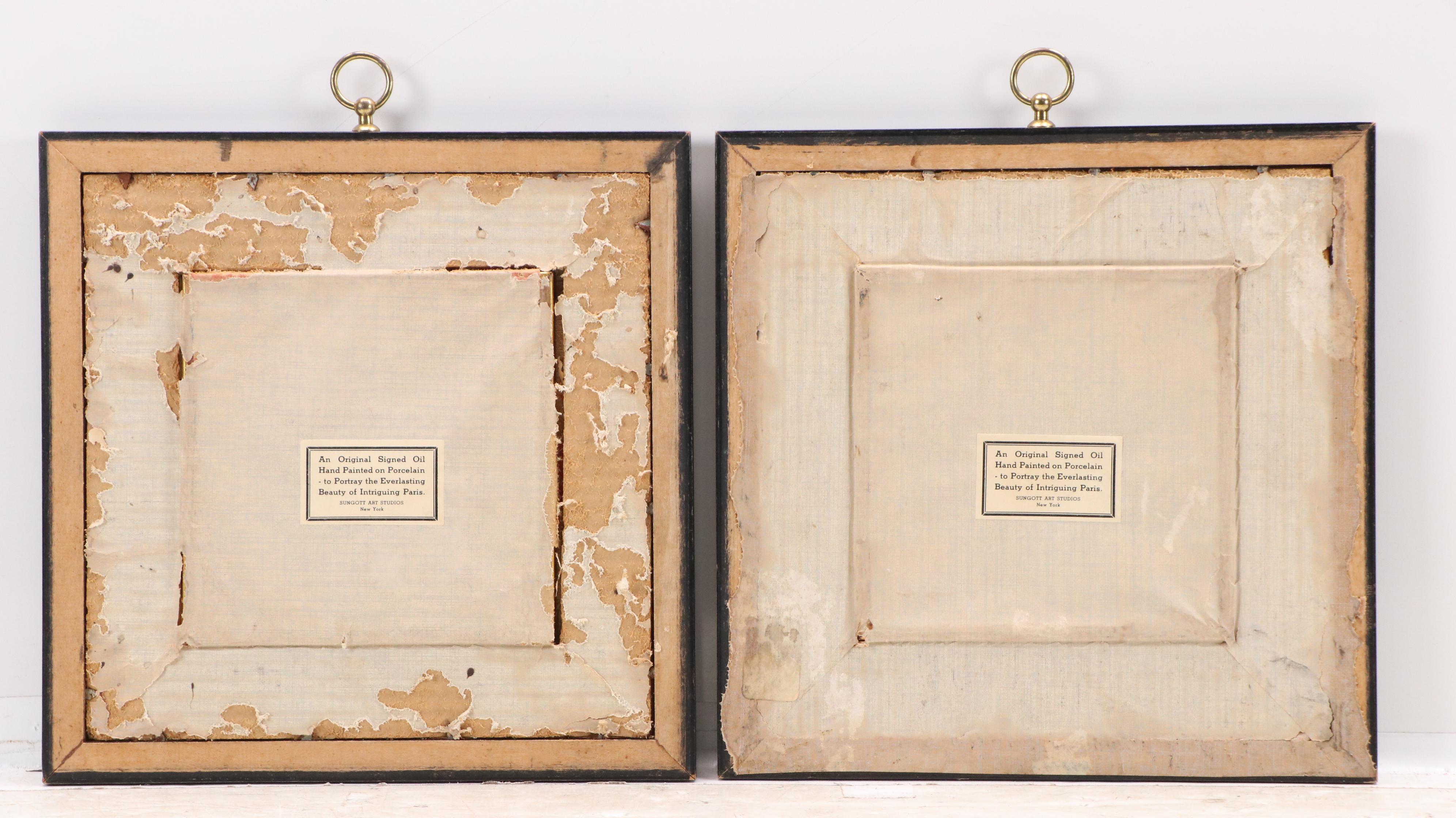 Sungott Art Studios Hand-Painted Porcelain Tiles of Parisian Street Scenes