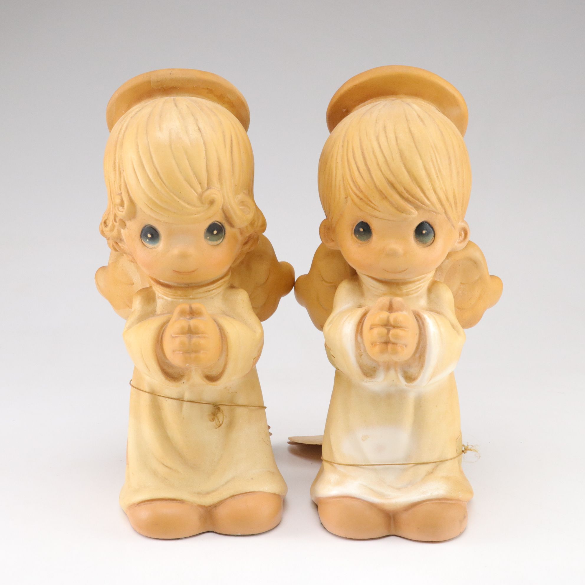 Precious Moments Angel Statues with Japanese Chalkware Kissing Angels