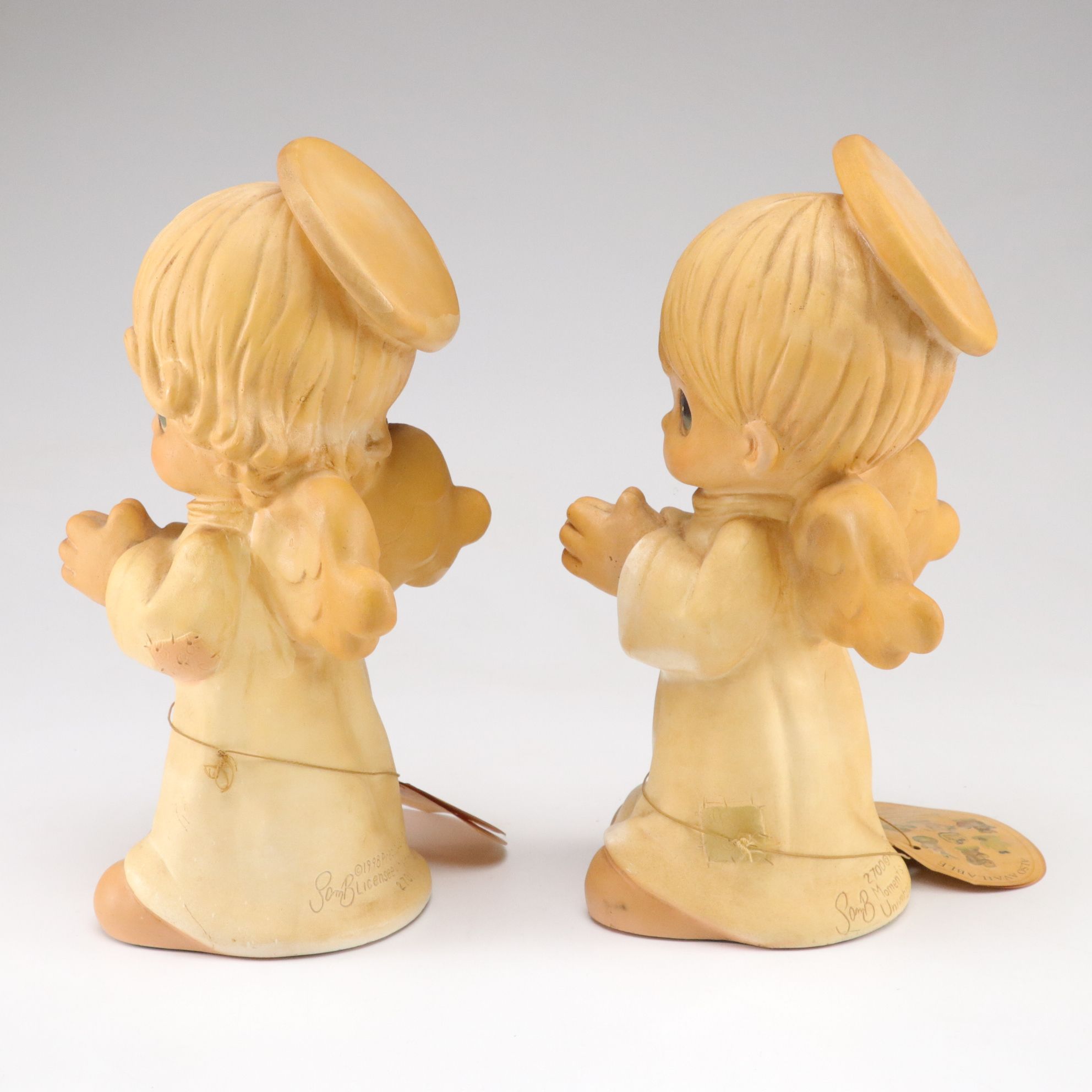 Precious Moments Angel Statues with Japanese Chalkware Kissing Angels