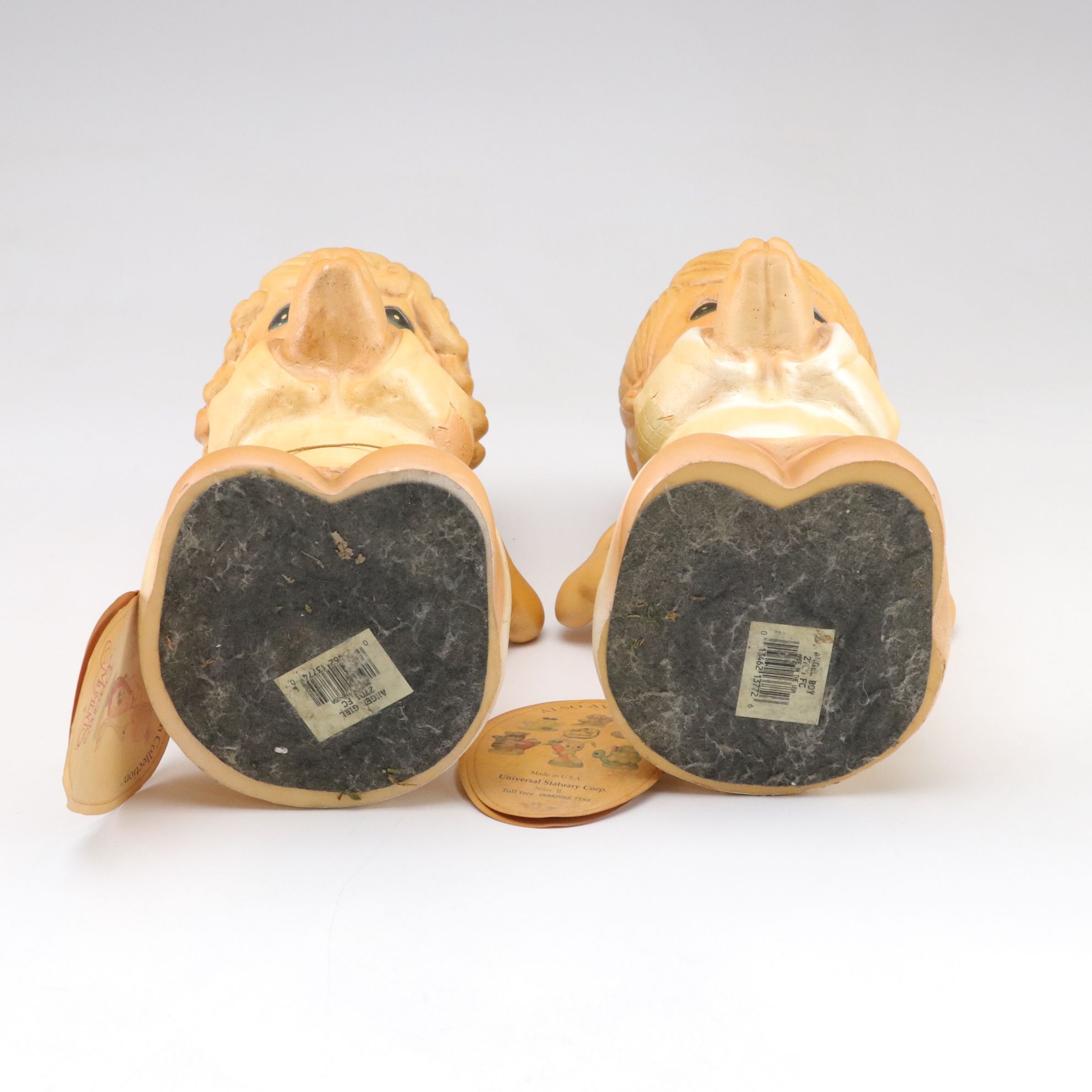 Precious Moments Angel Statues with Japanese Chalkware Kissing Angels