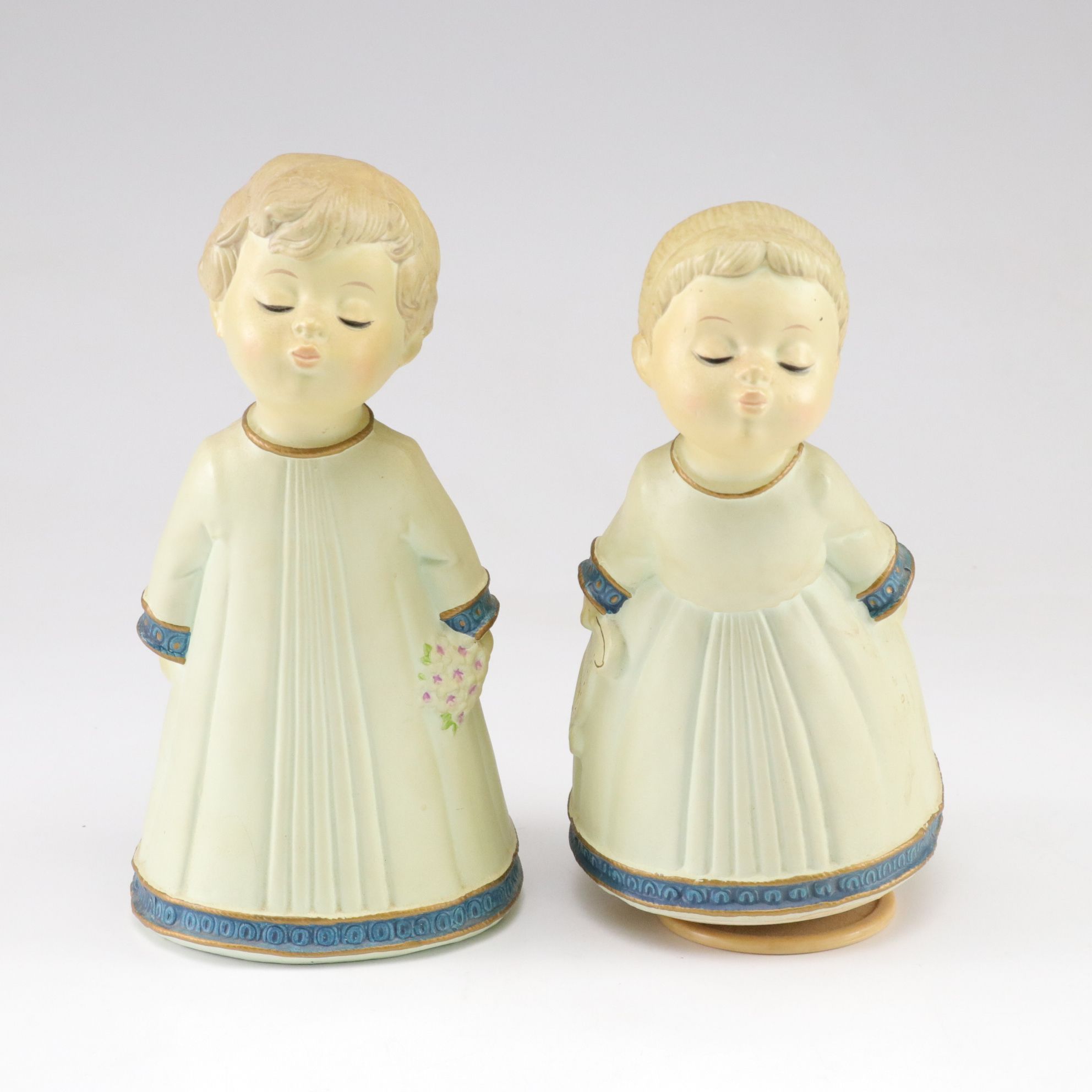 Precious Moments Angel Statues with Japanese Chalkware Kissing Angels