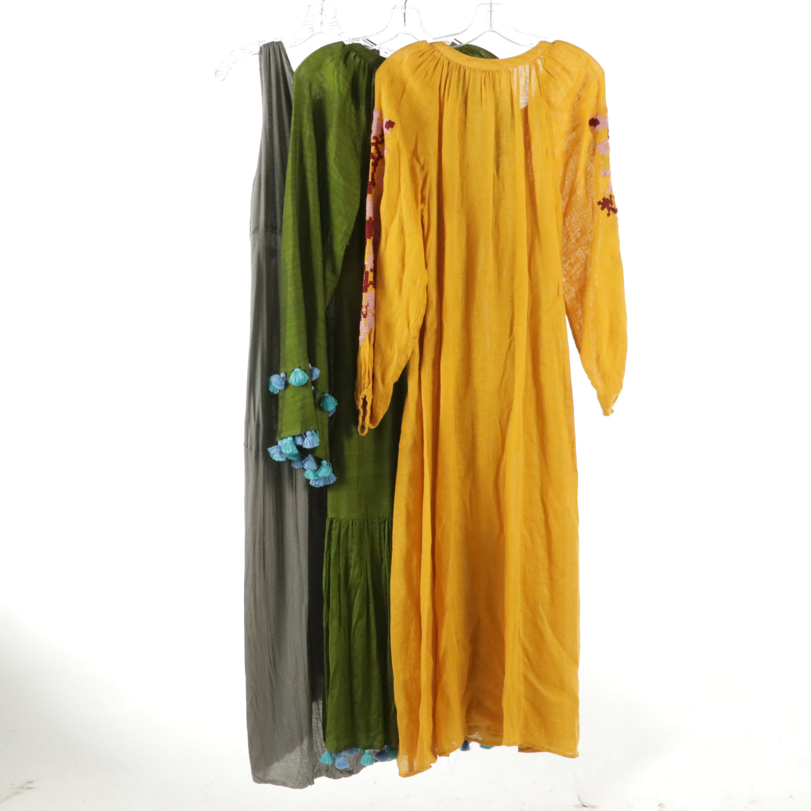 Rick Owens Lilies Draped Midi Dress W/ March Eleven Linen & Cotton Maxi Dresses