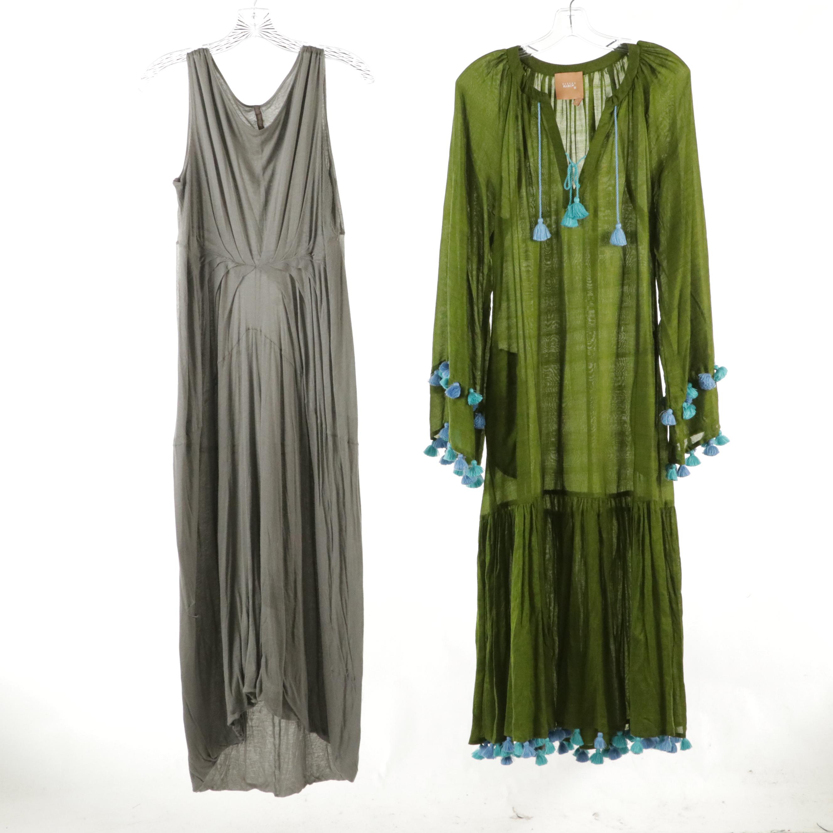 Rick Owens Lilies Draped Midi Dress W/ March Eleven Linen & Cotton Maxi Dresses