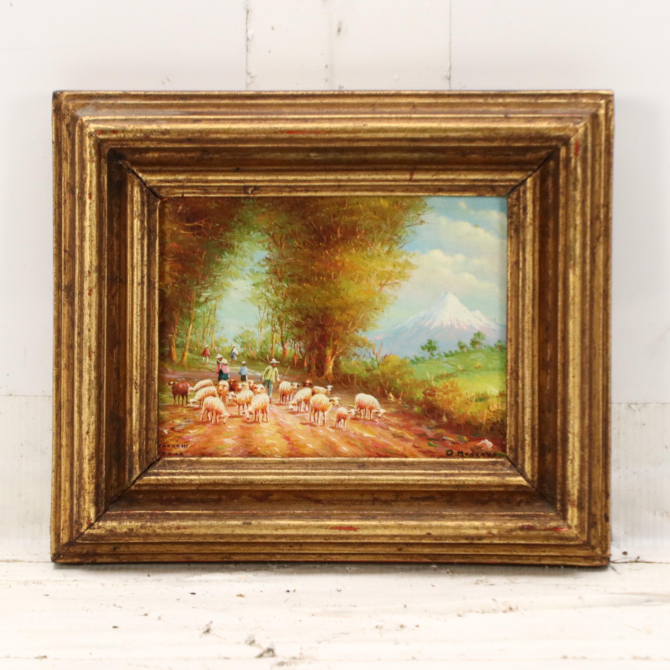 Oswaldo Moncayo Ecuadorian Landscape Oil Paintings, Mid-20th Century