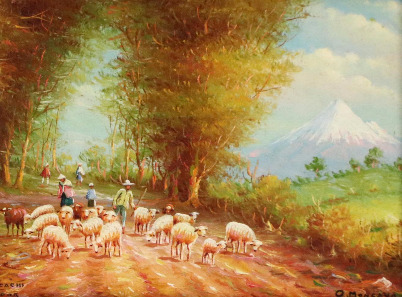 Oswaldo Moncayo Ecuadorian Landscape Oil Paintings, Mid-20th Century