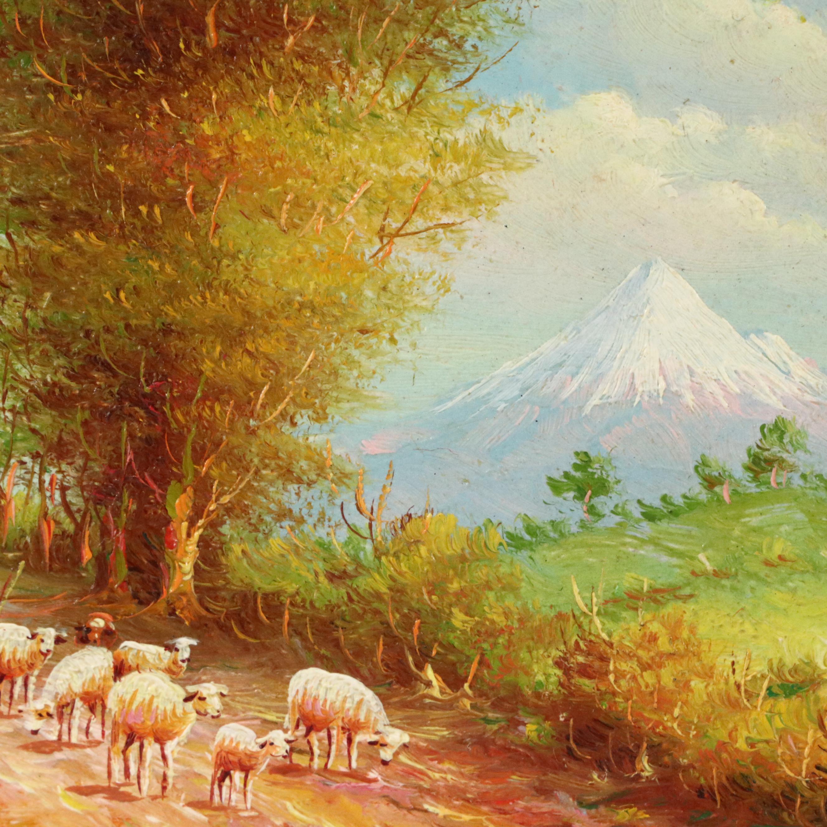 Oswaldo Moncayo Ecuadorian Landscape Oil Paintings, Mid-20th Century