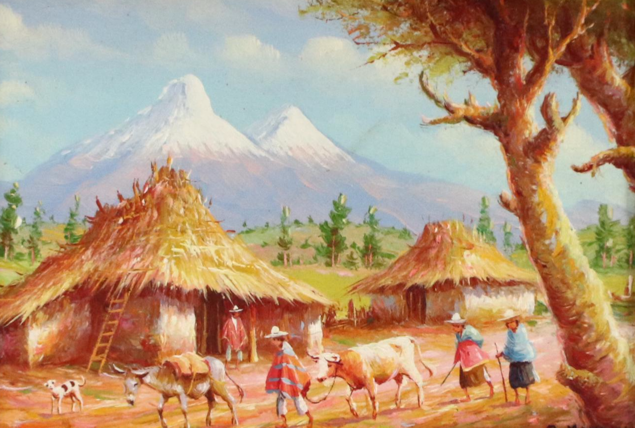 Oswaldo Moncayo Ecuadorian Landscape Oil Paintings, Mid-20th Century