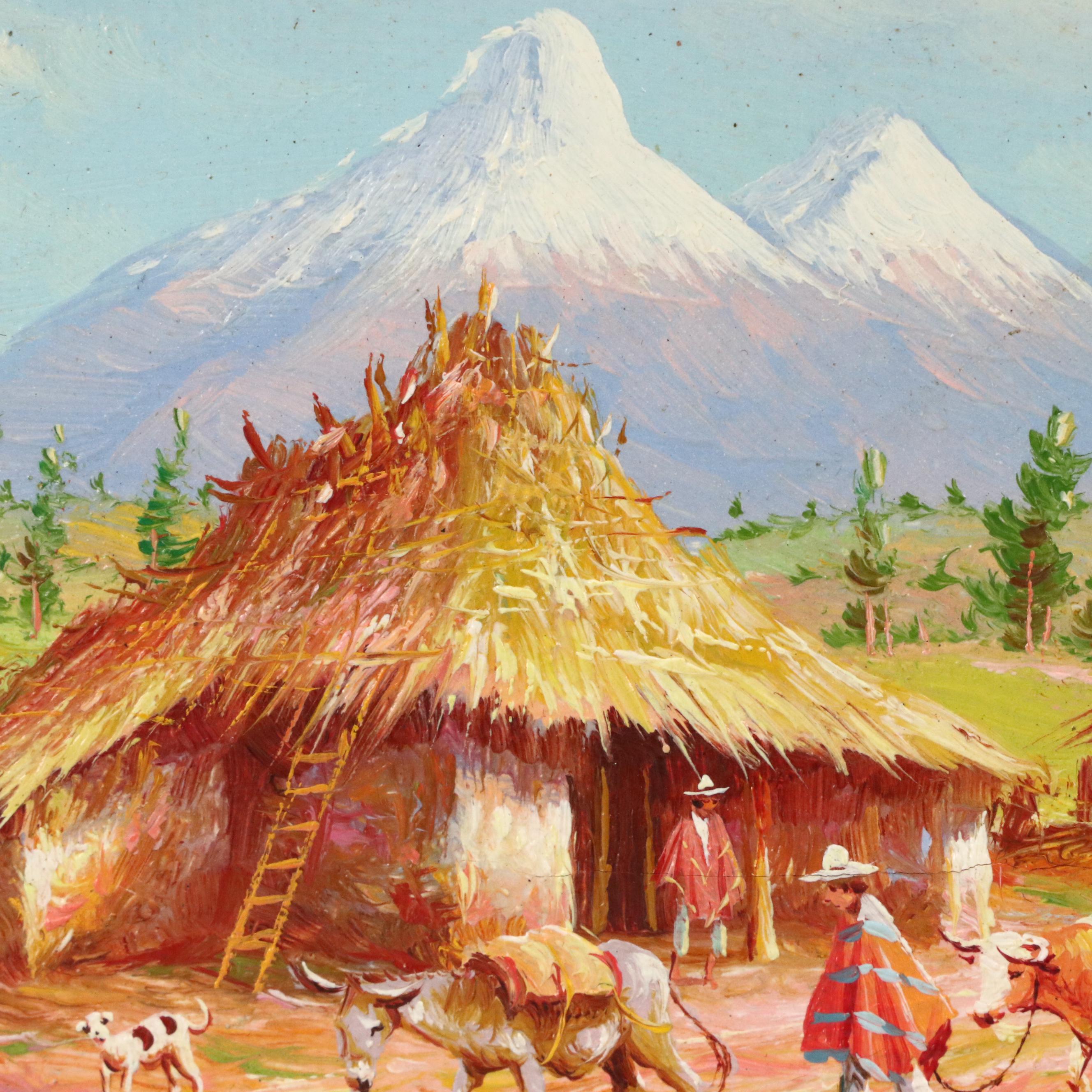 Oswaldo Moncayo Ecuadorian Landscape Oil Paintings, Mid-20th Century