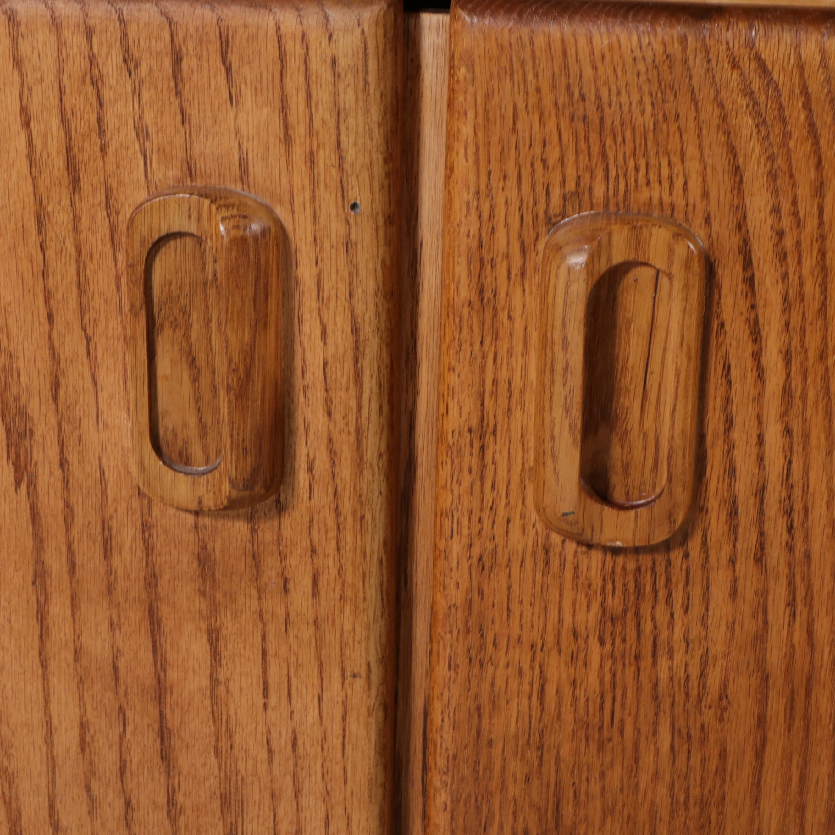 Two Modernist Style Oak Cabinets, Late 20th Century
