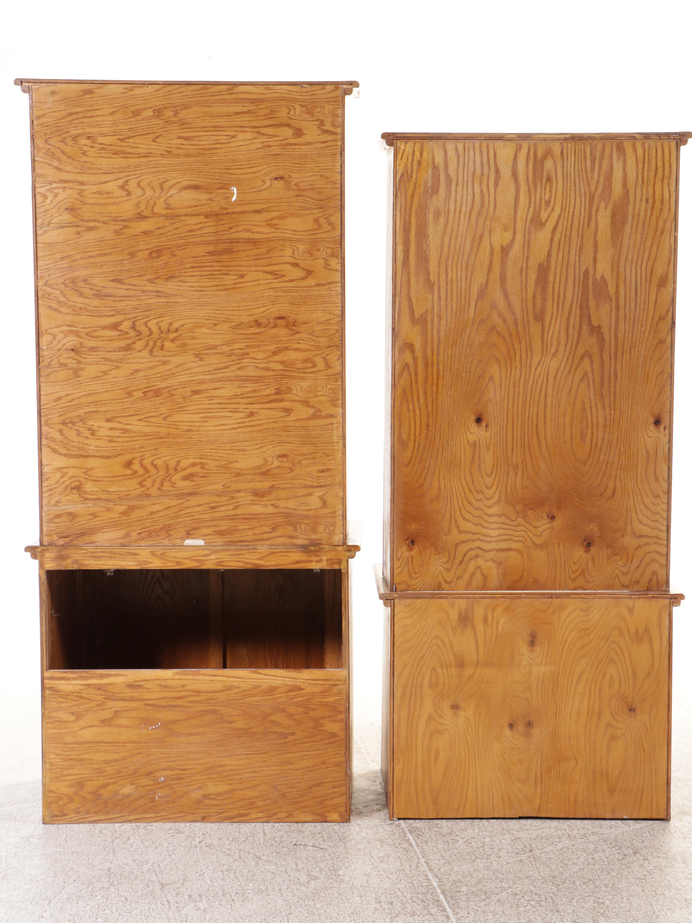Two Modernist Style Oak Cabinets, Late 20th Century