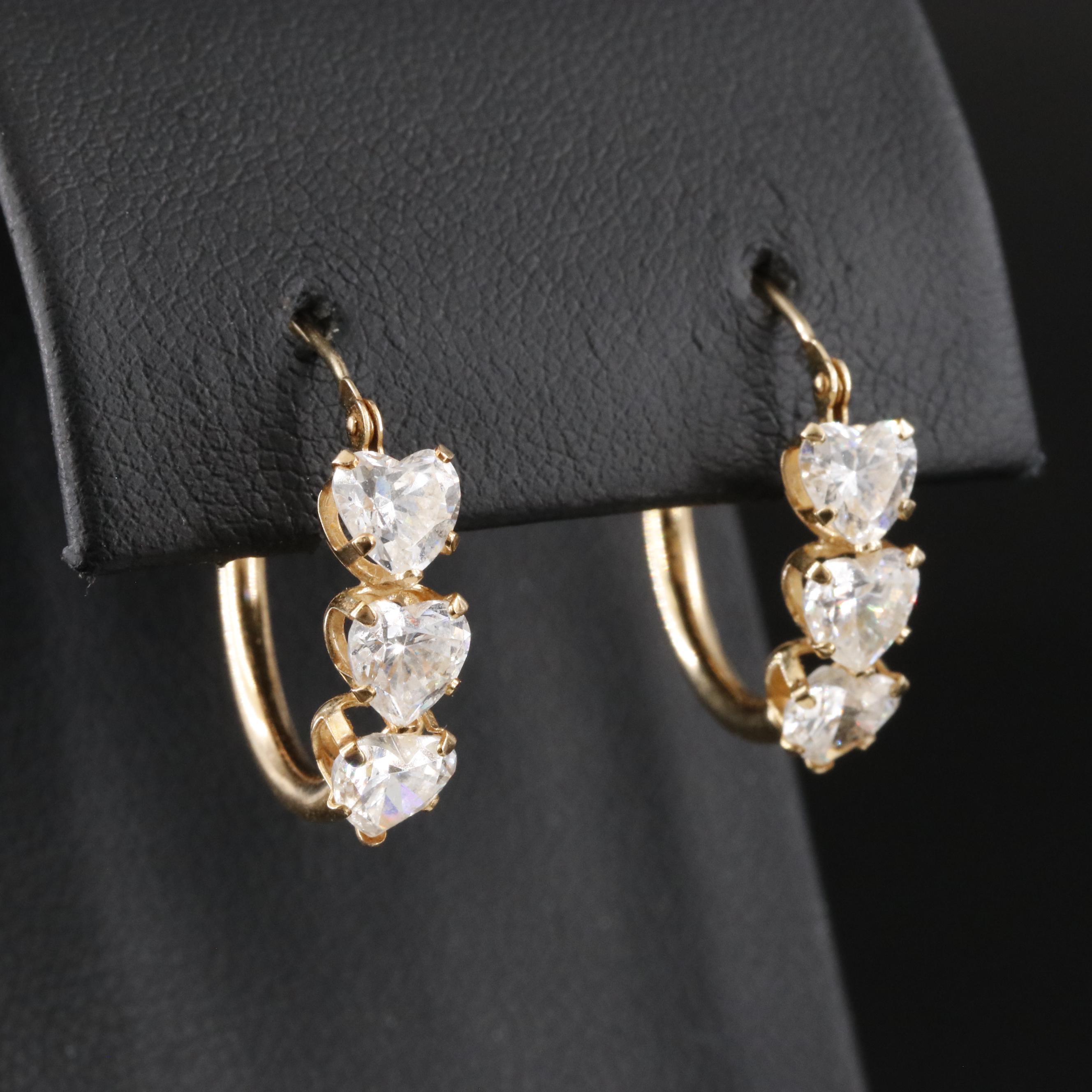 14K CZ Hoop Earrings