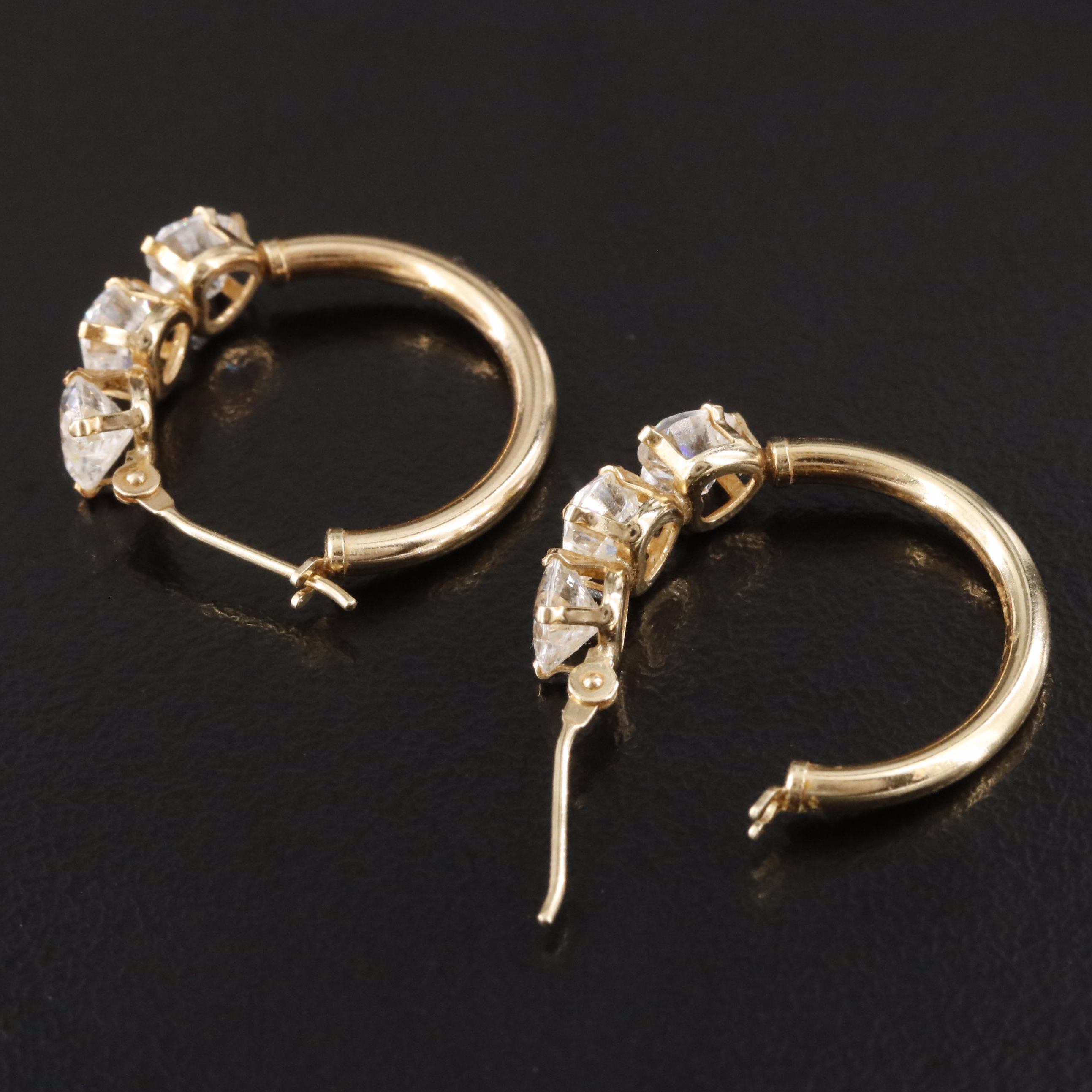 14K CZ Hoop Earrings