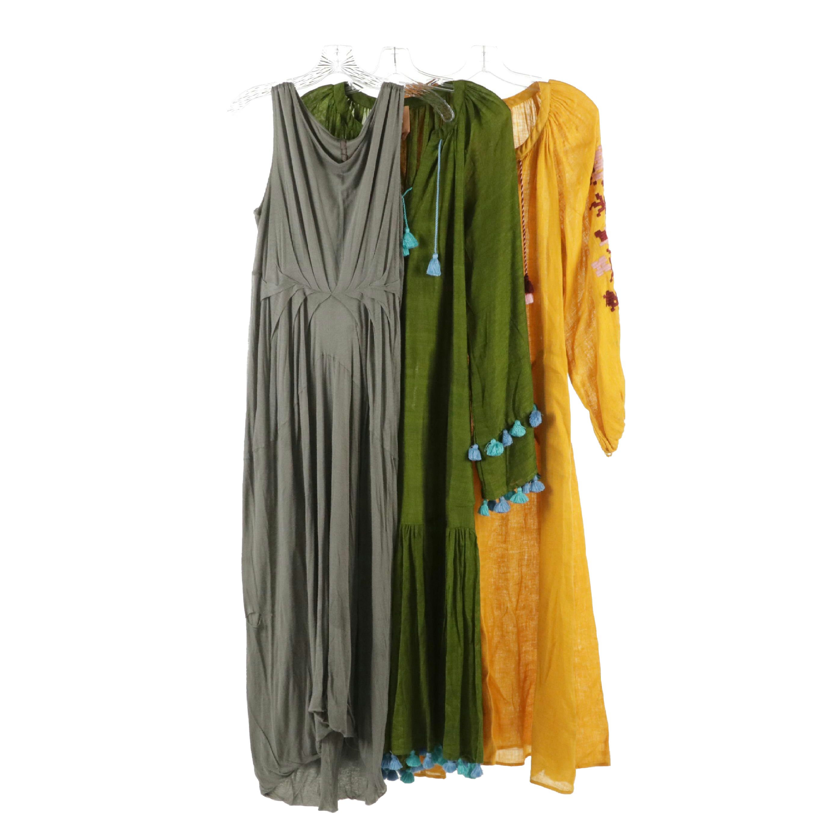 Rick Owens Lilies Draped Midi Dress W/ March Eleven Linen & Cotton Maxi Dresses