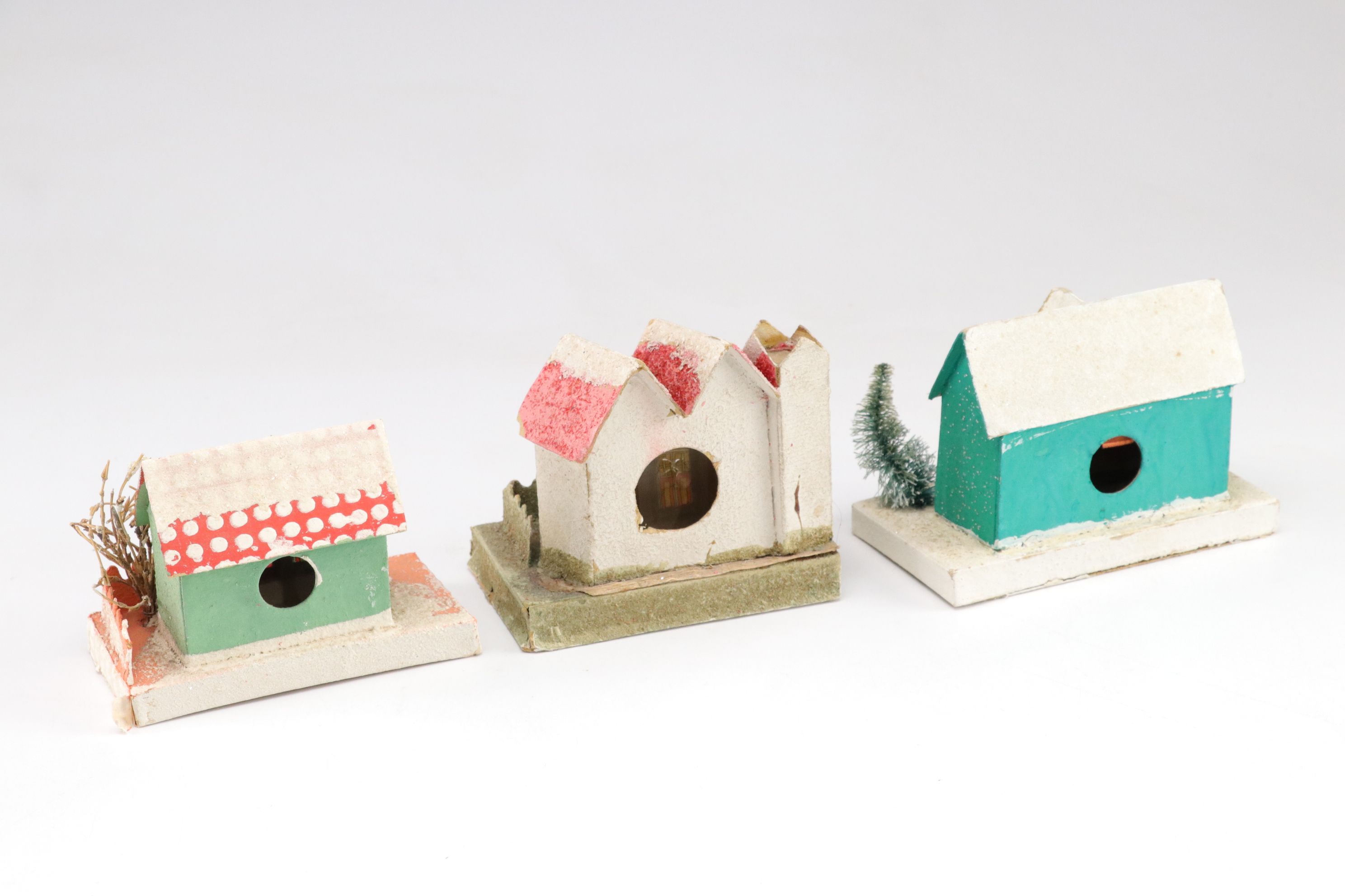 Japanese Putz Christmas Village Houses, Mid-Late 20th C.