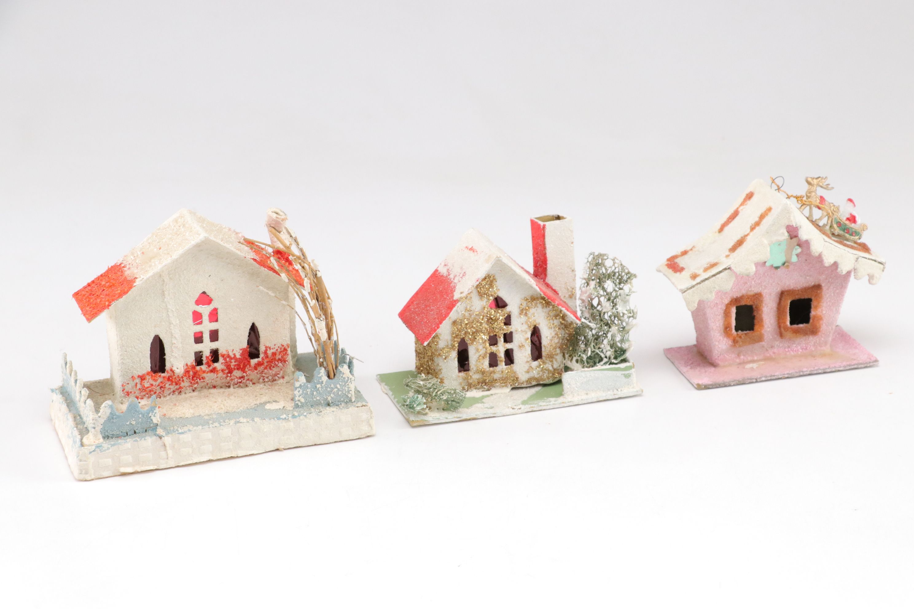 Japanese Putz Christmas Village Houses, Mid-Late 20th C.