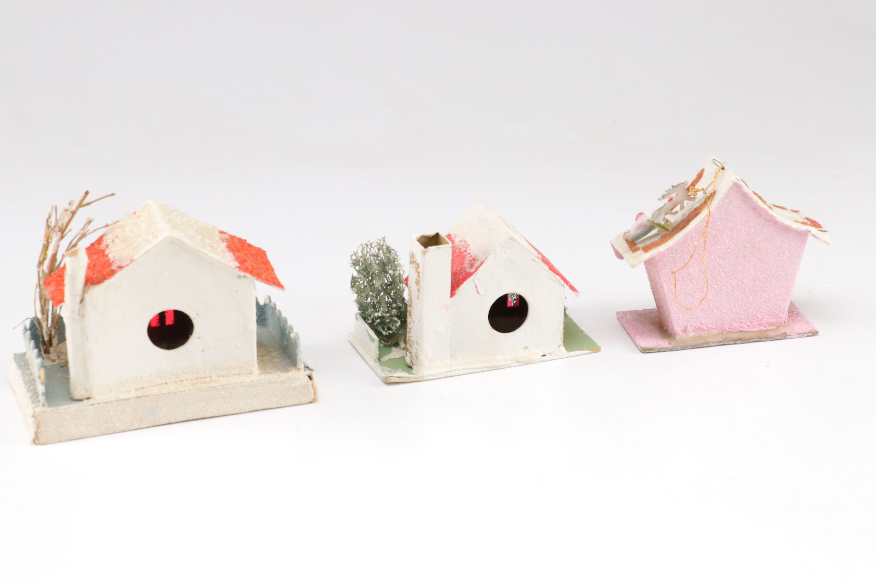 Japanese Putz Christmas Village Houses, Mid-Late 20th C.