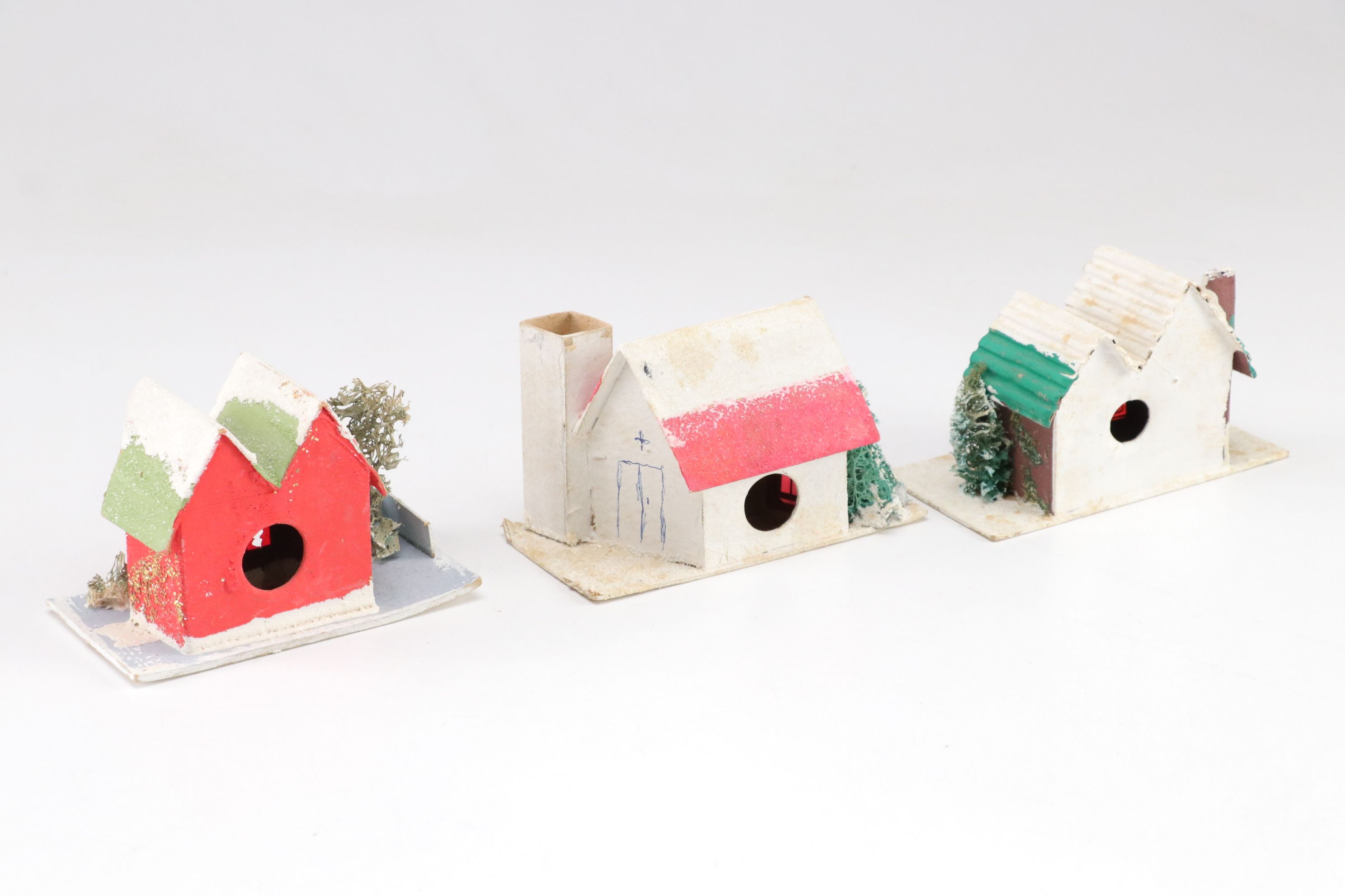 Japanese Putz Christmas Village Houses, Mid-Late 20th C.