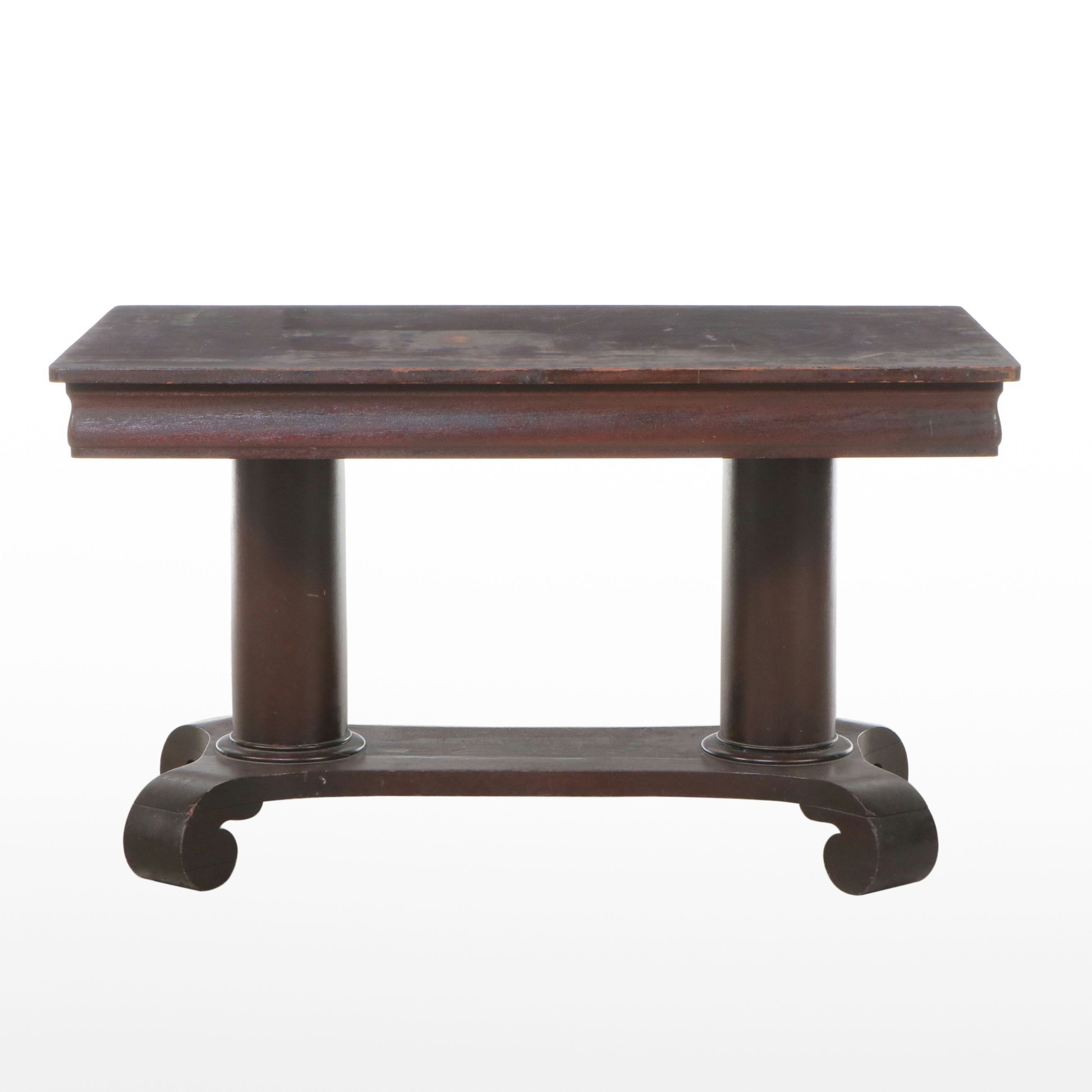 American Empire Style Mahogany Library Table with Center Drawer