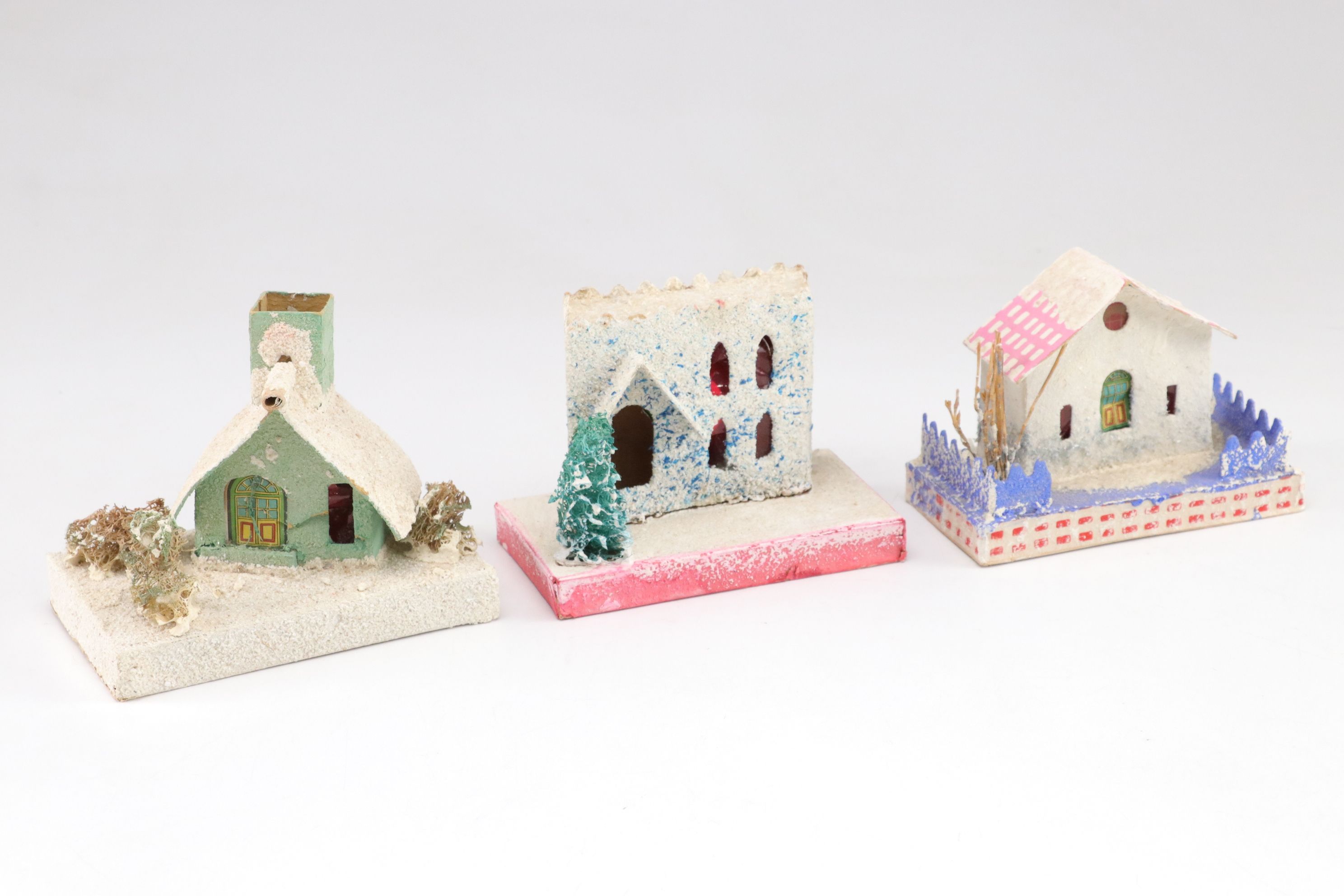 Japanese Putz Christmas Village Houses, 1950s