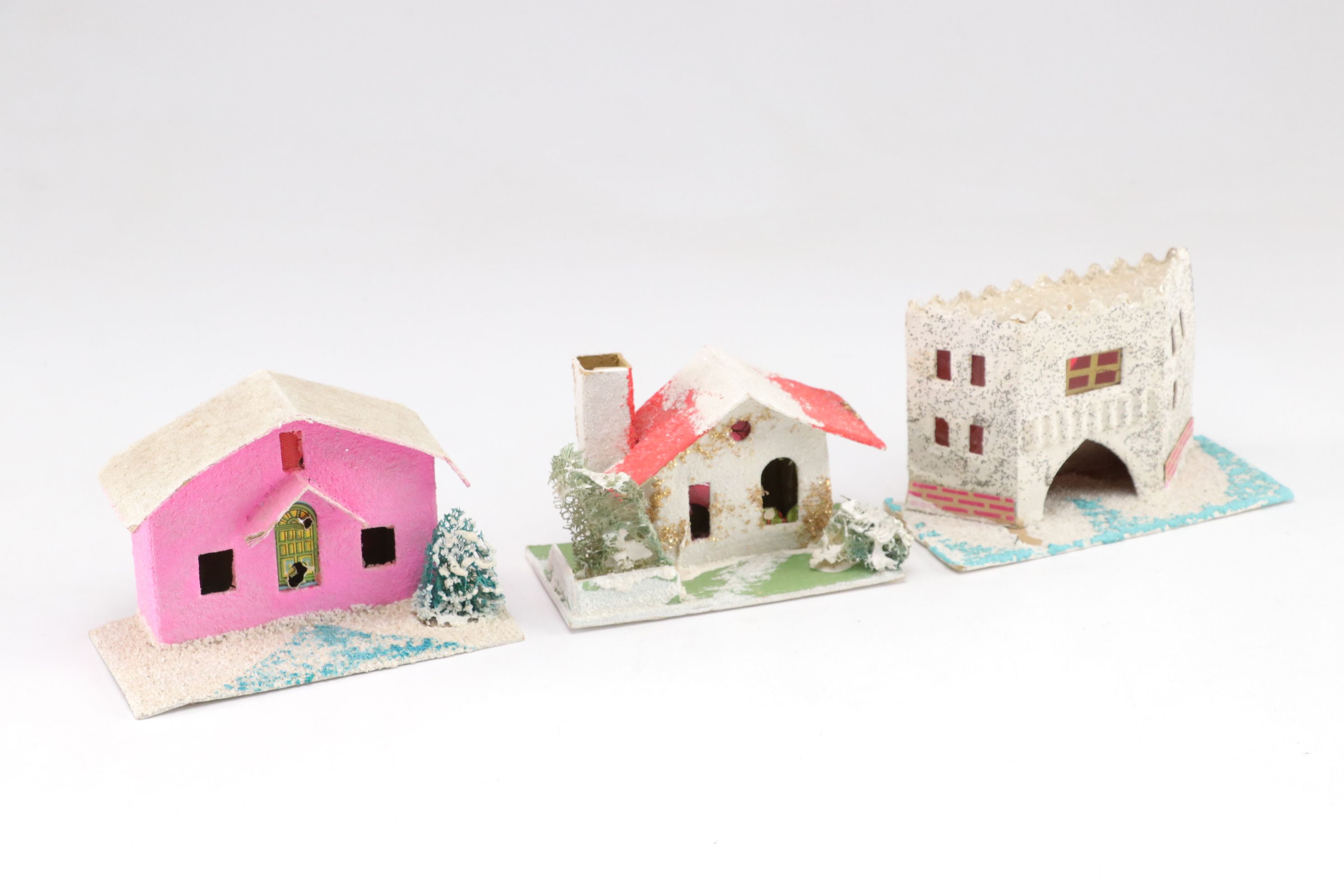 Japanese Putz Christmas Village Houses, 1950s