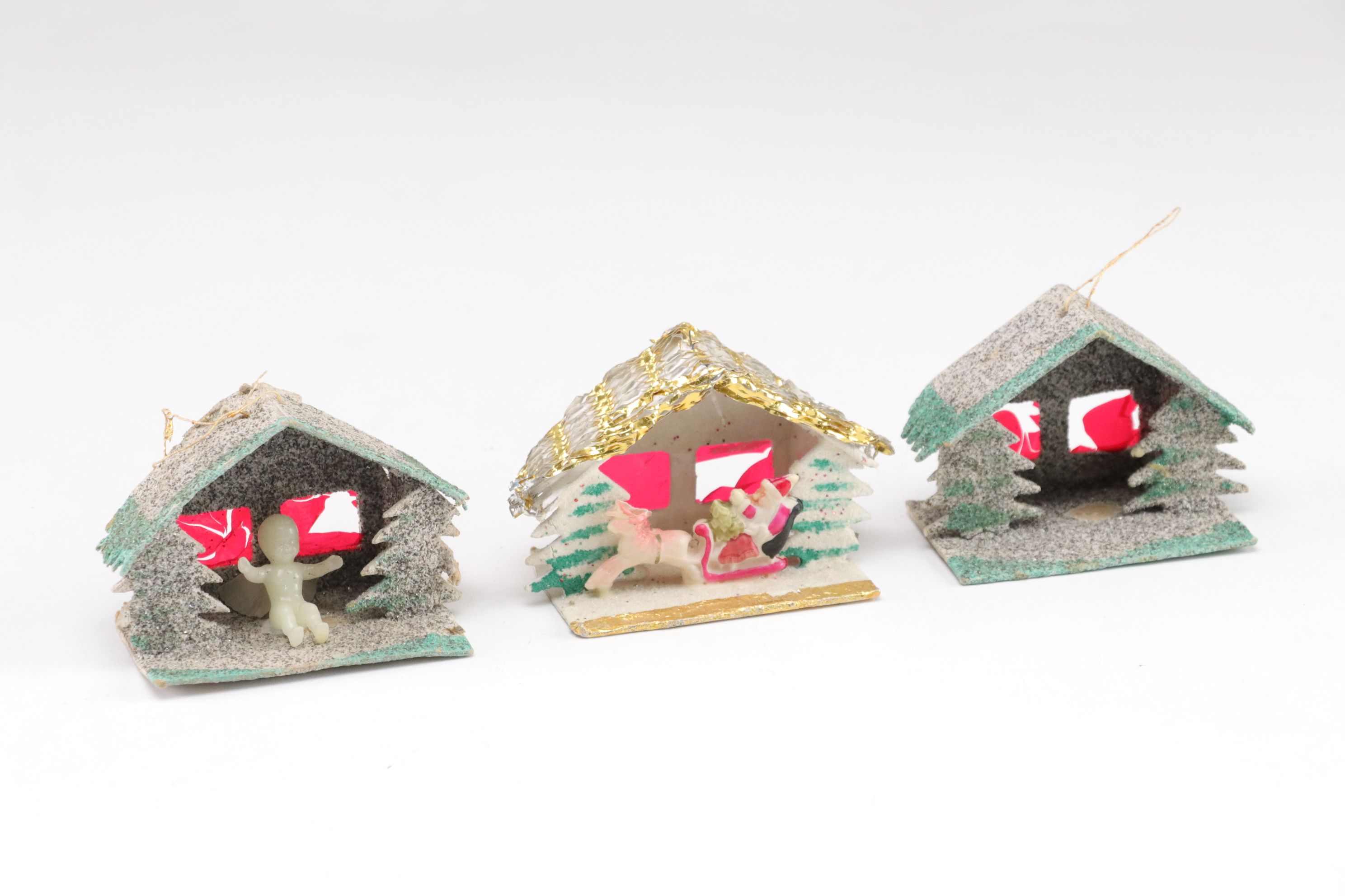 Japanese Putz Christmas Village Houses, 1950s