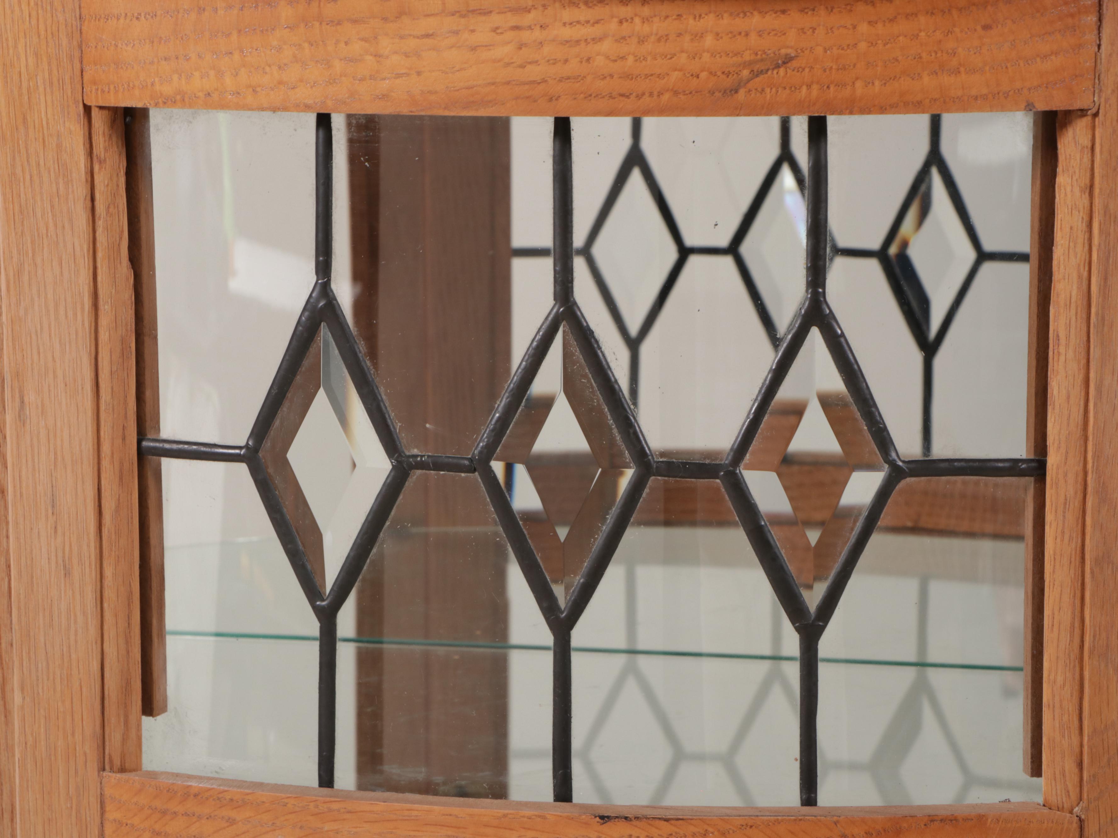 Victorian Style Oak and Glass Display Cabinet, Late 20th Century