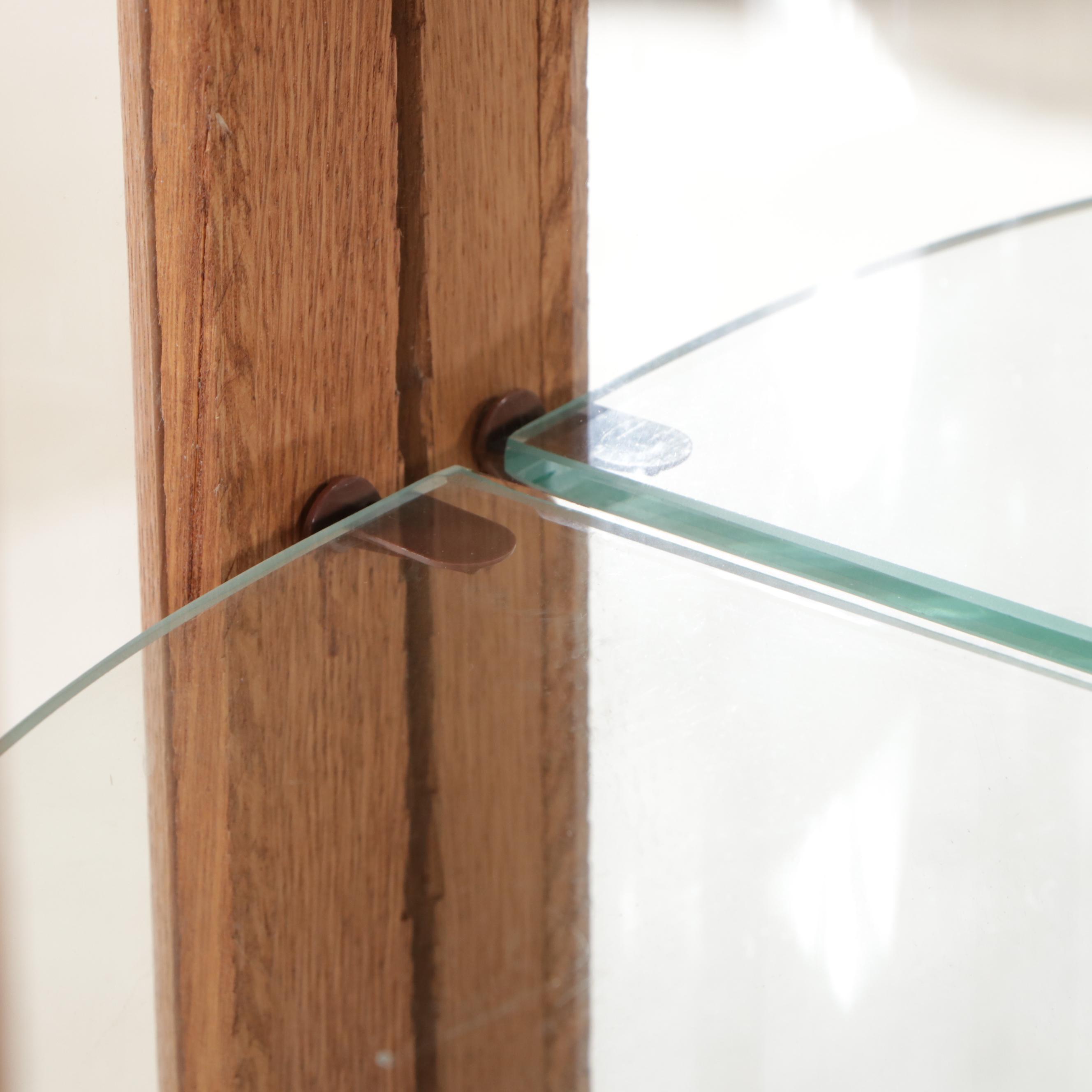 Victorian Style Oak and Glass Display Cabinet, Late 20th Century