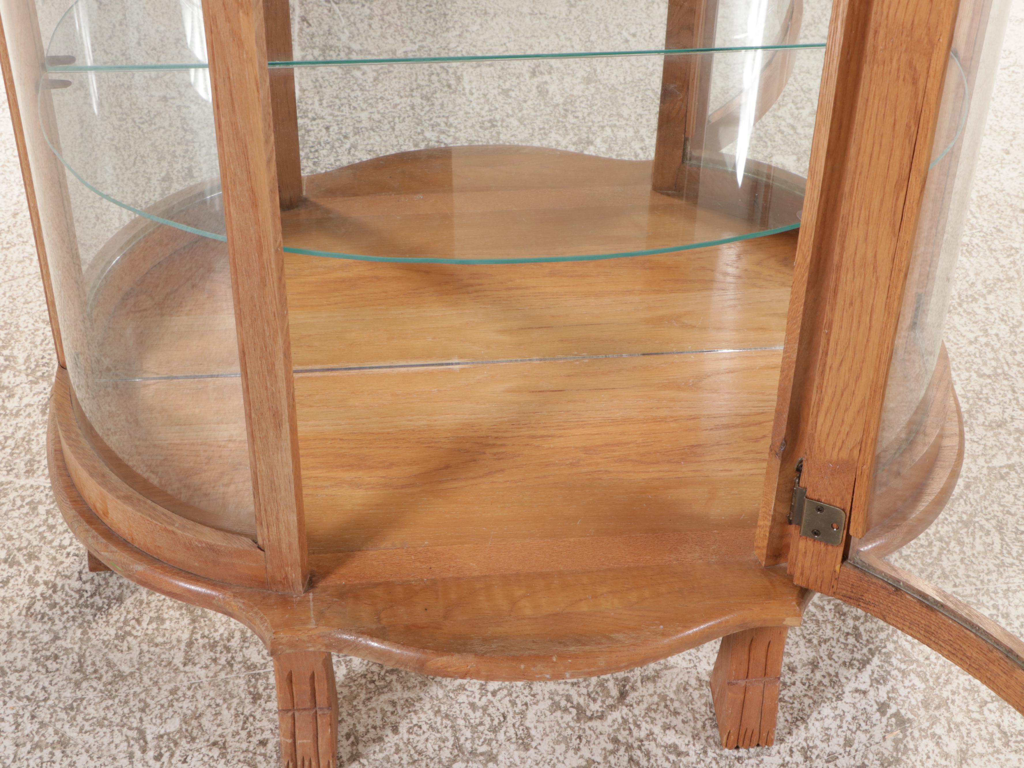 Victorian Style Oak and Glass Display Cabinet, Late 20th Century