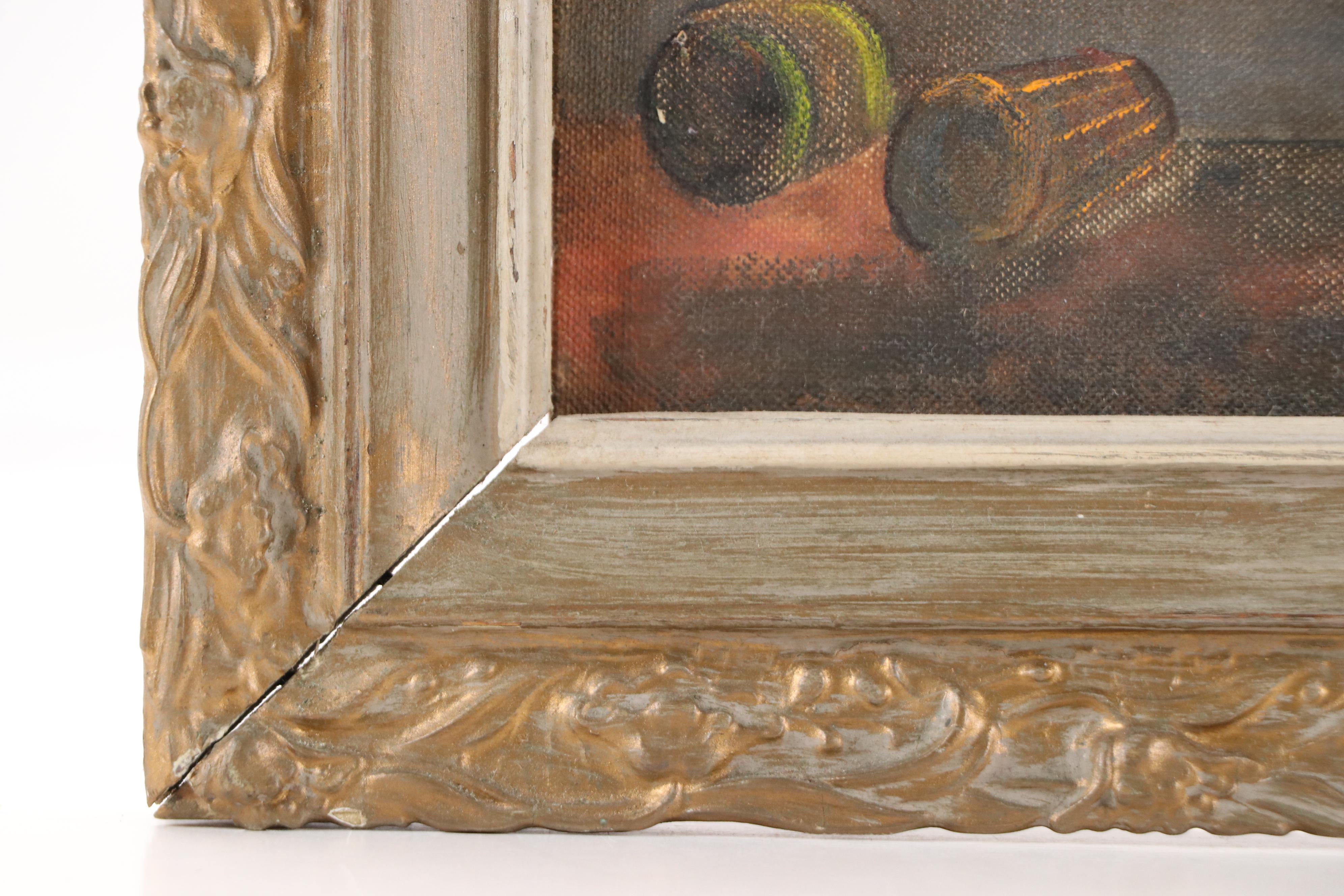 American School Oil Painting of Rural Buildings, 20th Century