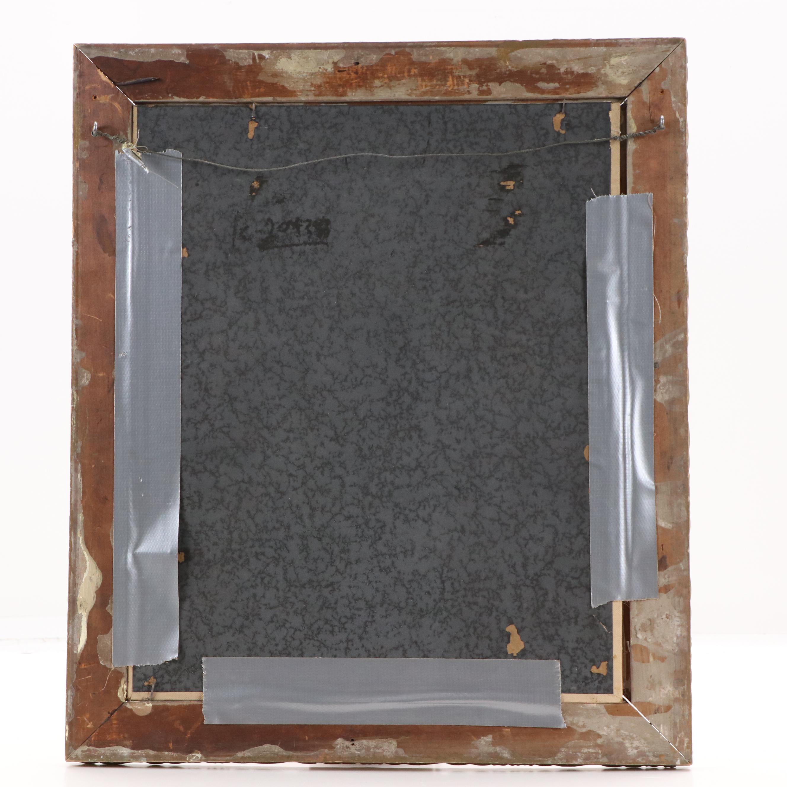 American School Oil Painting of Rural Buildings, 20th Century