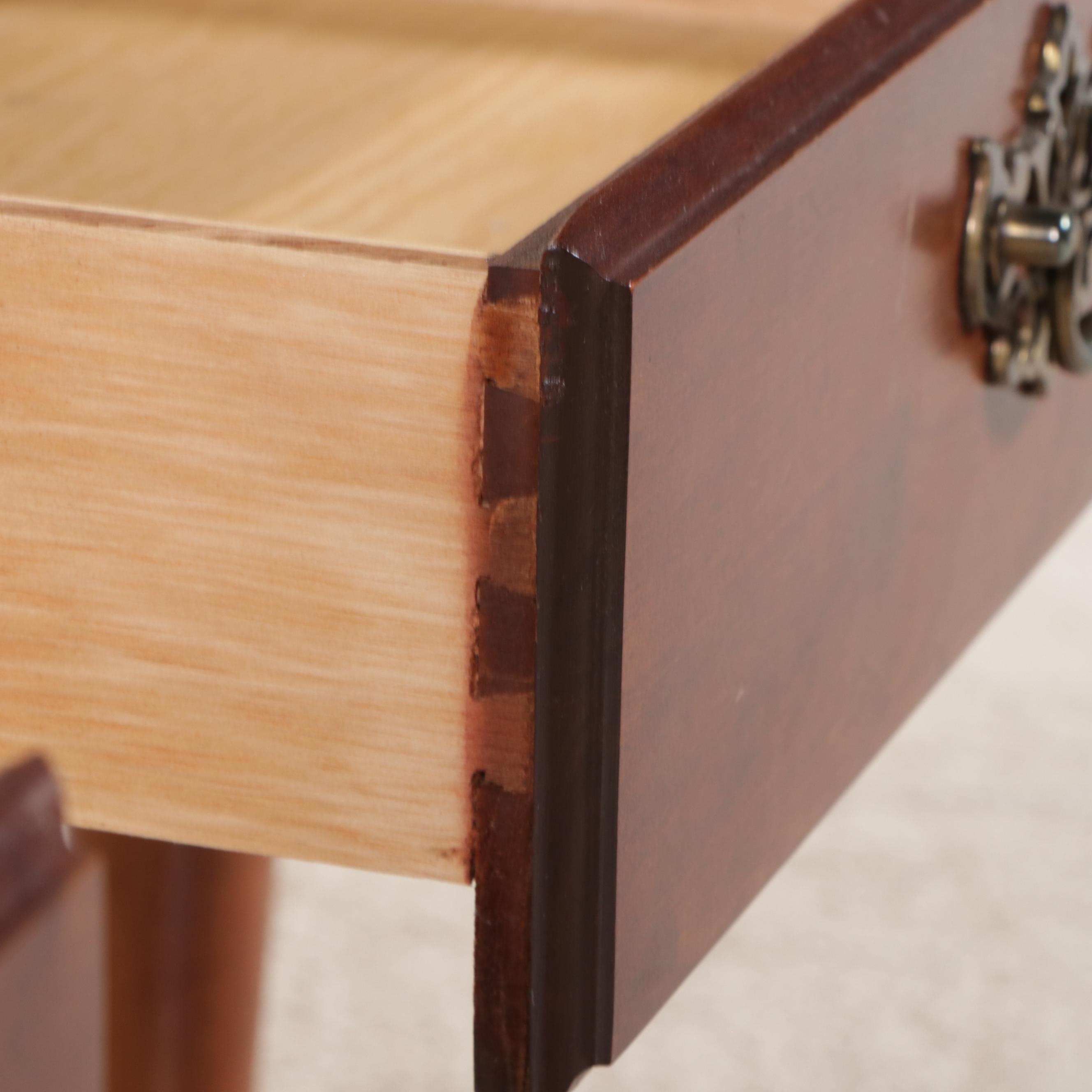 Two Broyhill Queen Anne Style Cherry End Tables, Late 20th Century