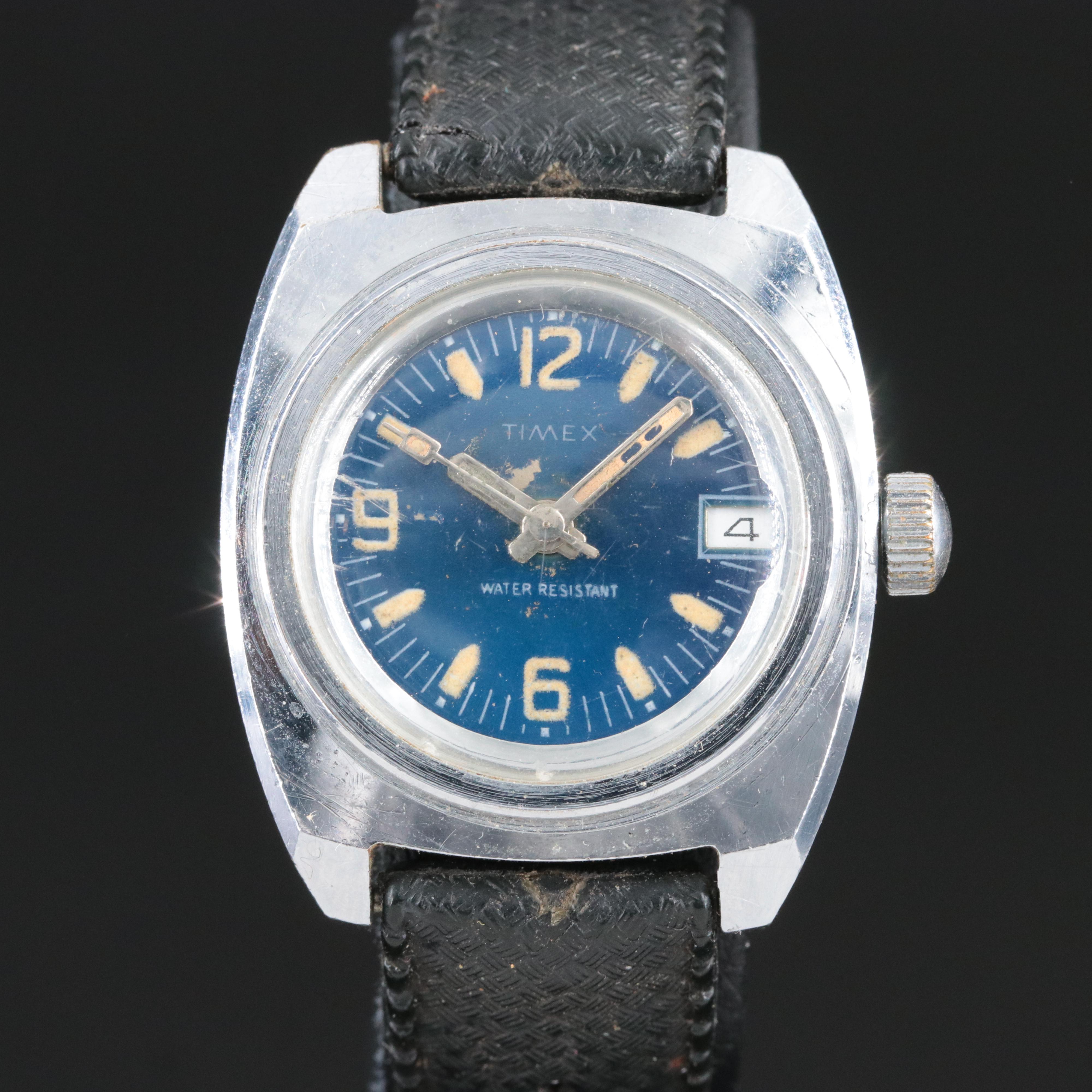 Timex Water Resistant Blue Dial Date Watch