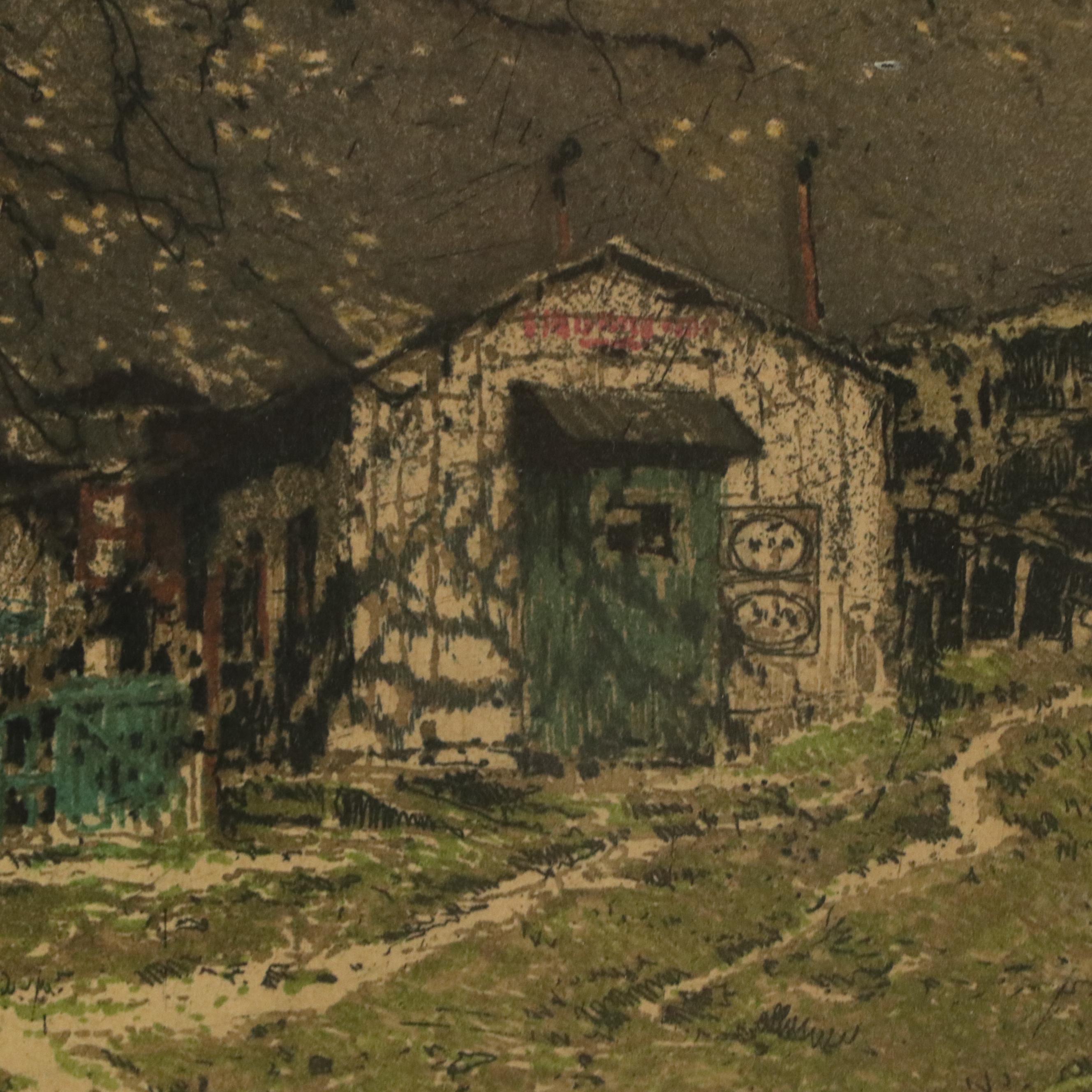 Luigi Kasimir Hand-Colored Engraving "Vienna, Danube Landscape," Circa 1920