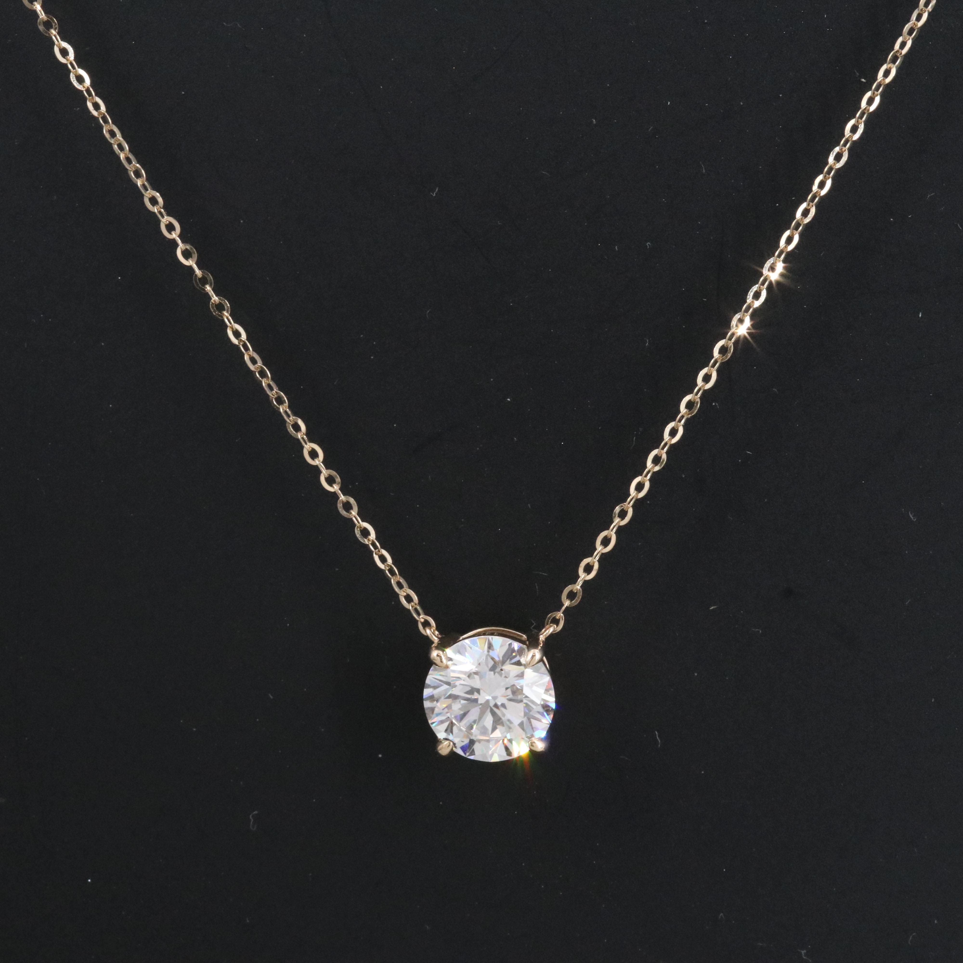 14K 2.03 CT Lab Grown Diamond Solitaire Pendant Necklace with IGI Report