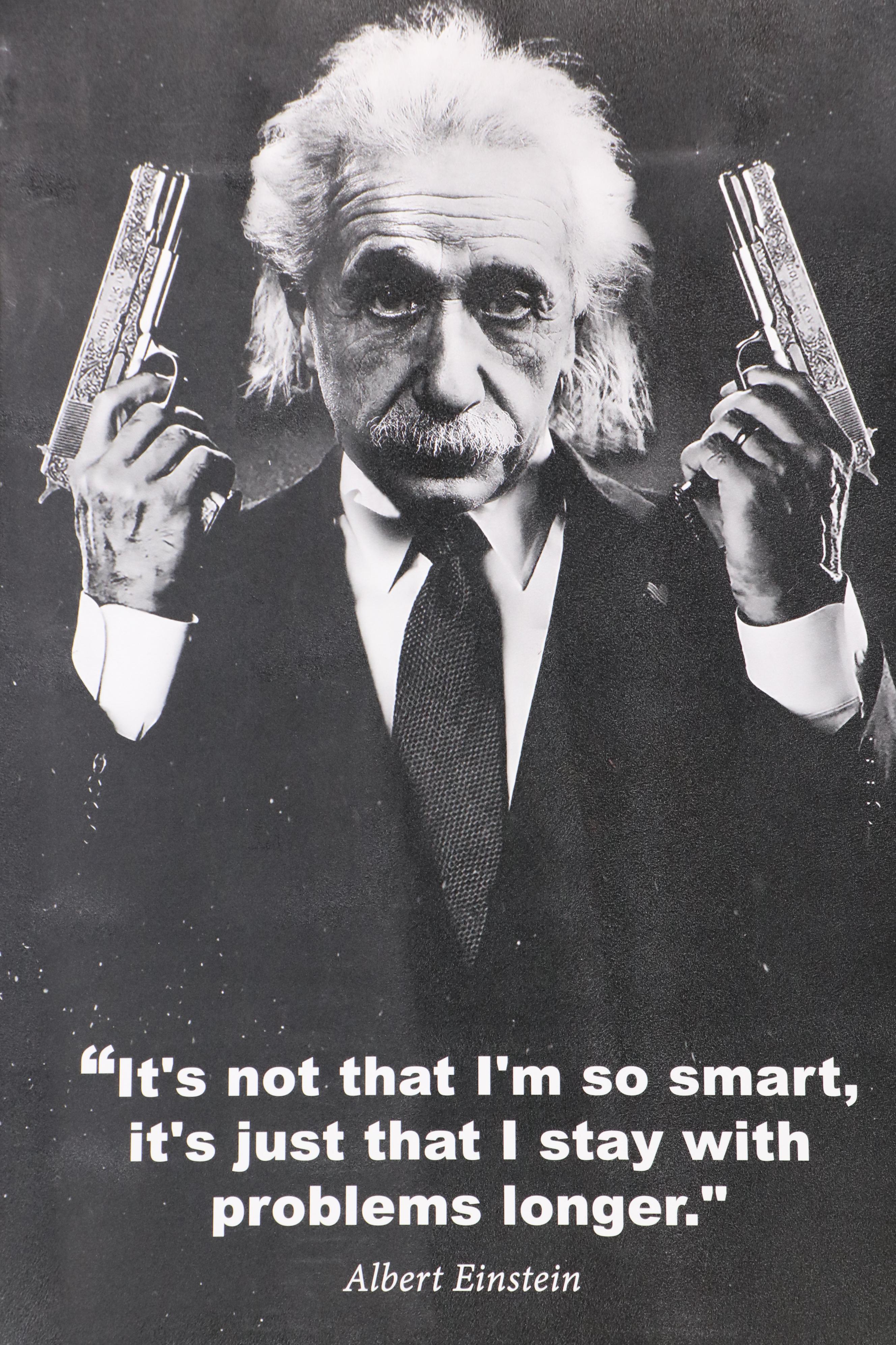 Offset Lithograph of Albert Einstein with Pistols, 21st Century