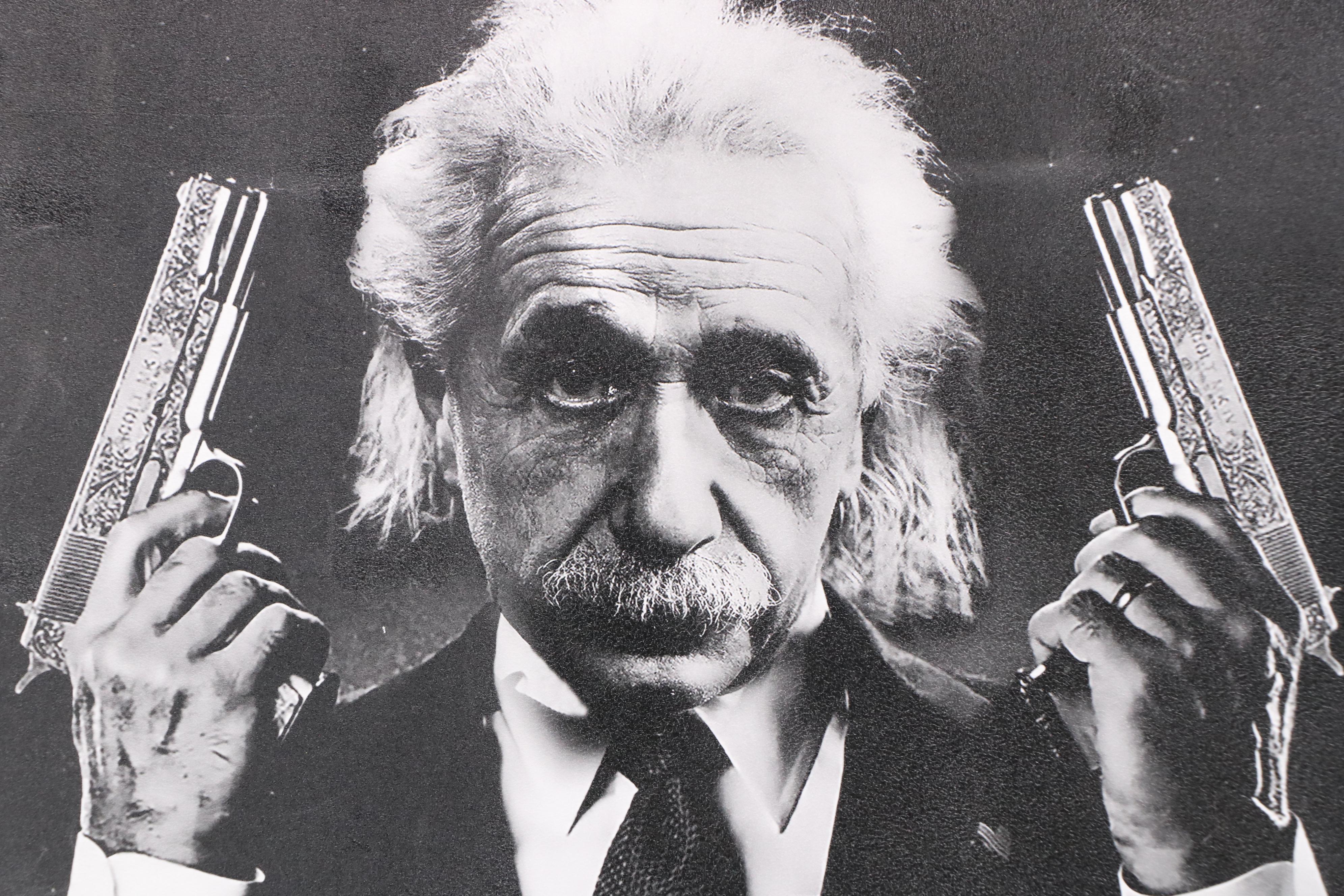 Offset Lithograph of Albert Einstein with Pistols, 21st Century