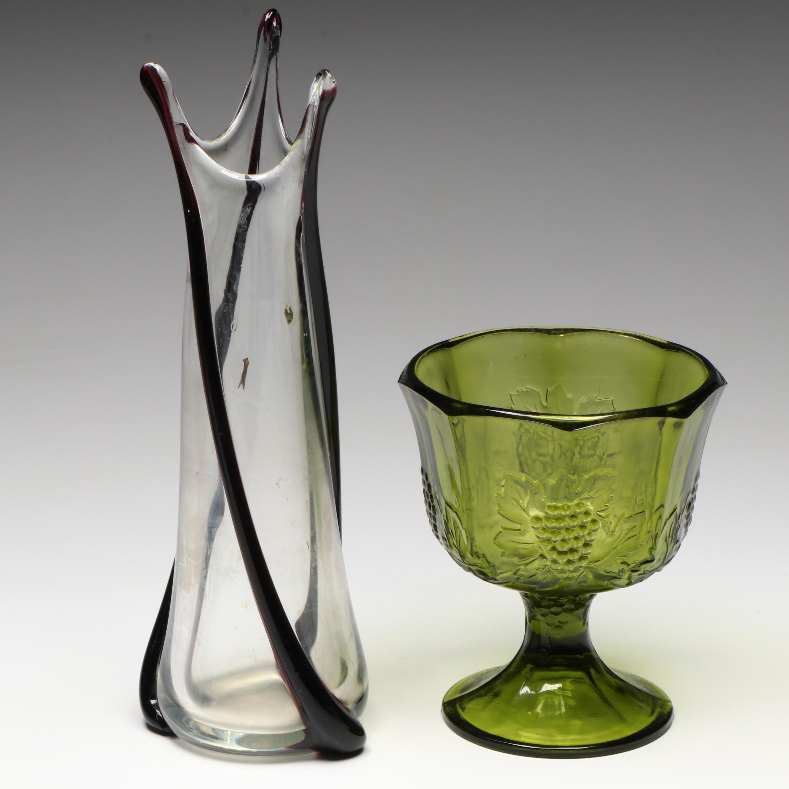 Indiana Glass "Harvest" Candy Bowl with Other Glass Table Accessories