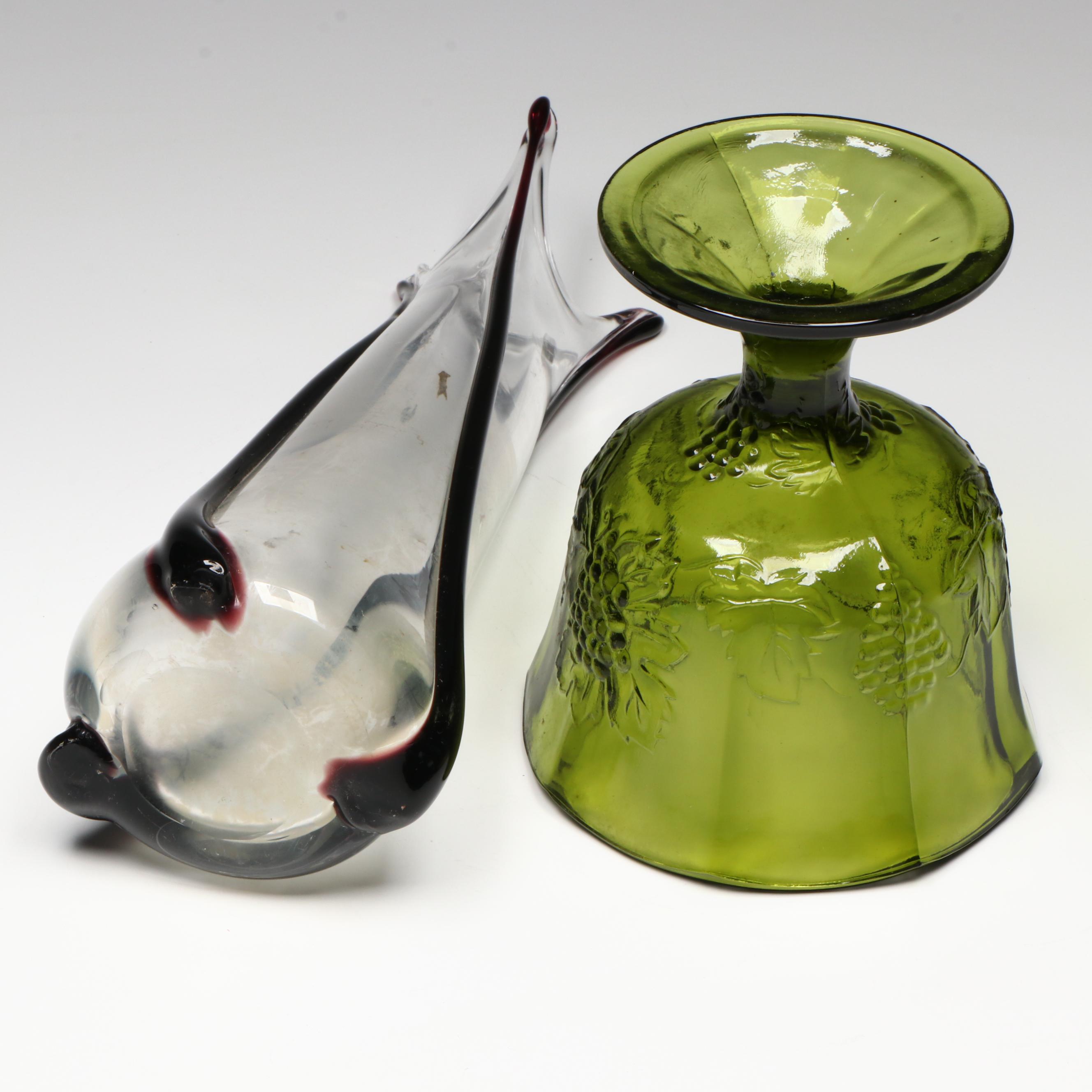 Indiana Glass "Harvest" Candy Bowl with Other Glass Table Accessories