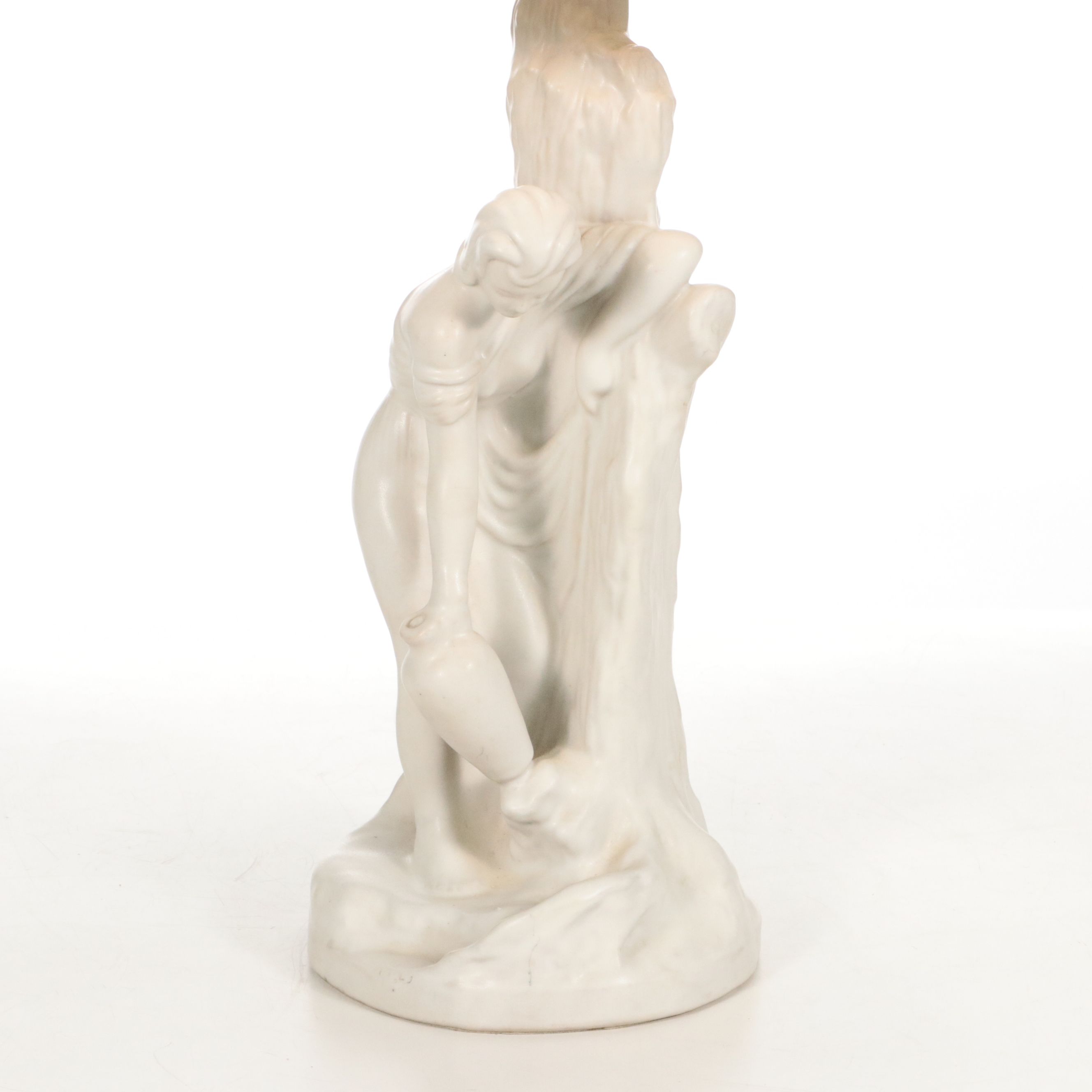 Van Briggle Figural Ceramic Table Lamp with Butterfly Drum Shade