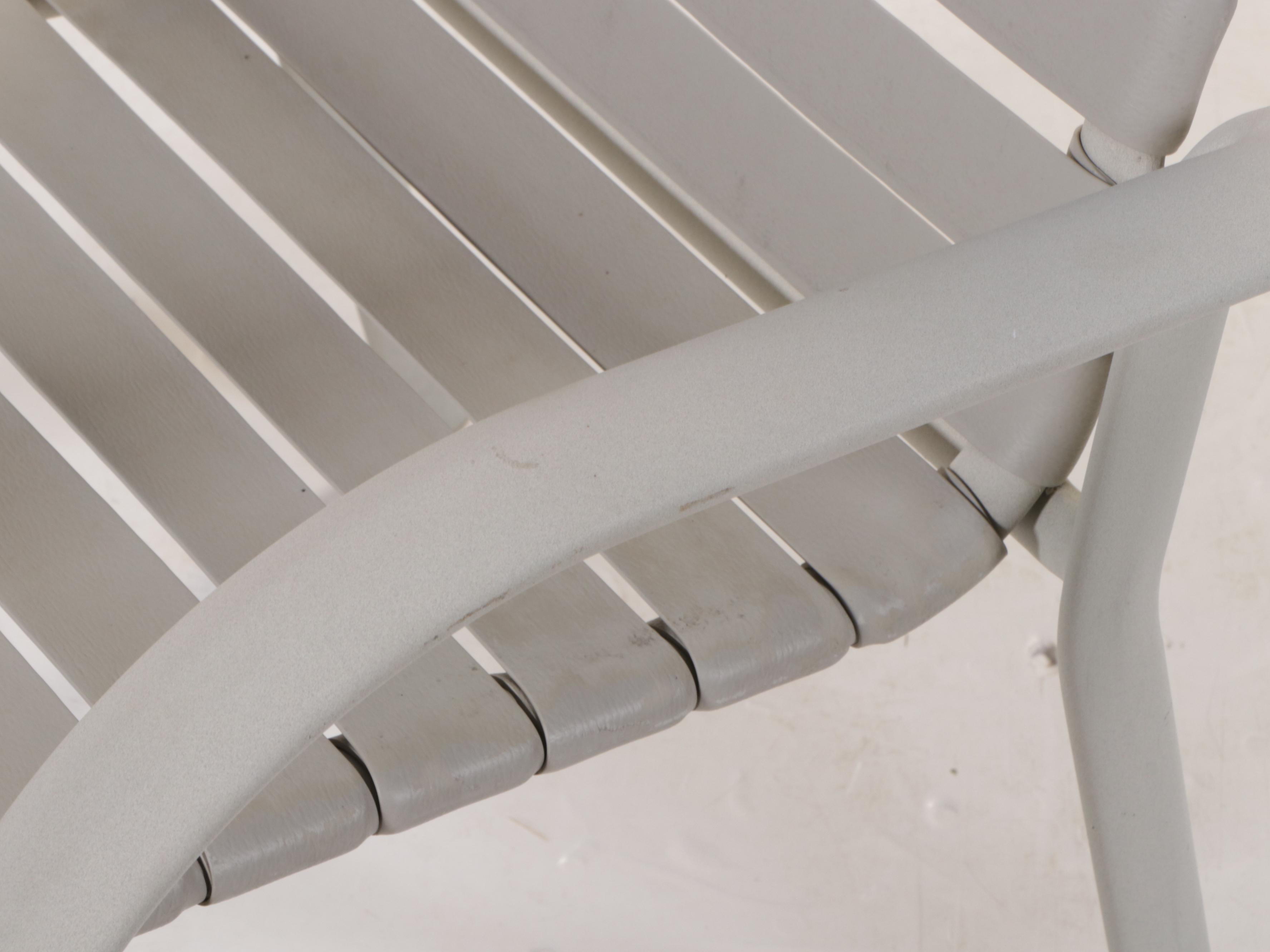 Set of Four Contemporary Aluminum and Vinyl Strap Patio Chairs