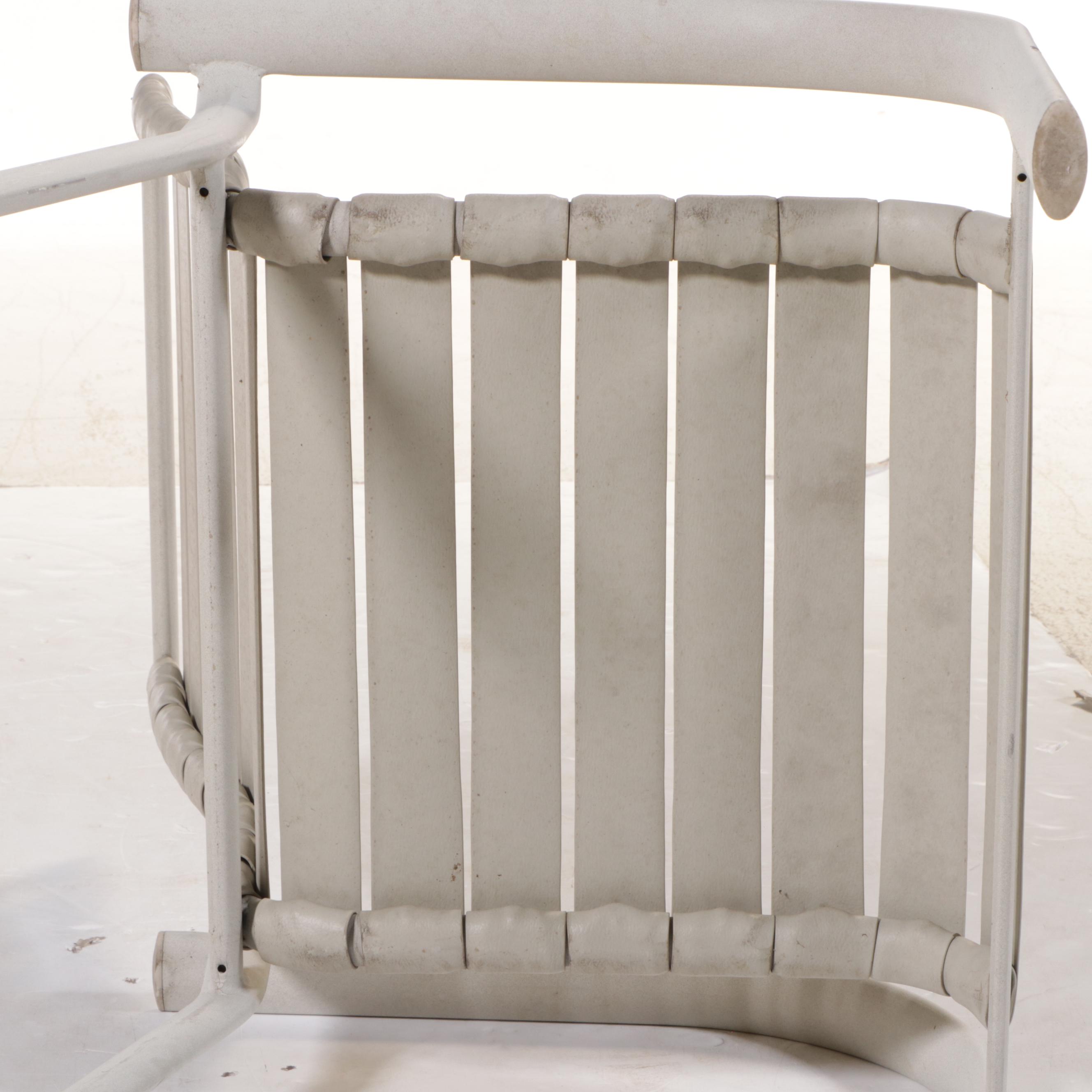 Set of Four Contemporary Aluminum and Vinyl Strap Patio Chairs