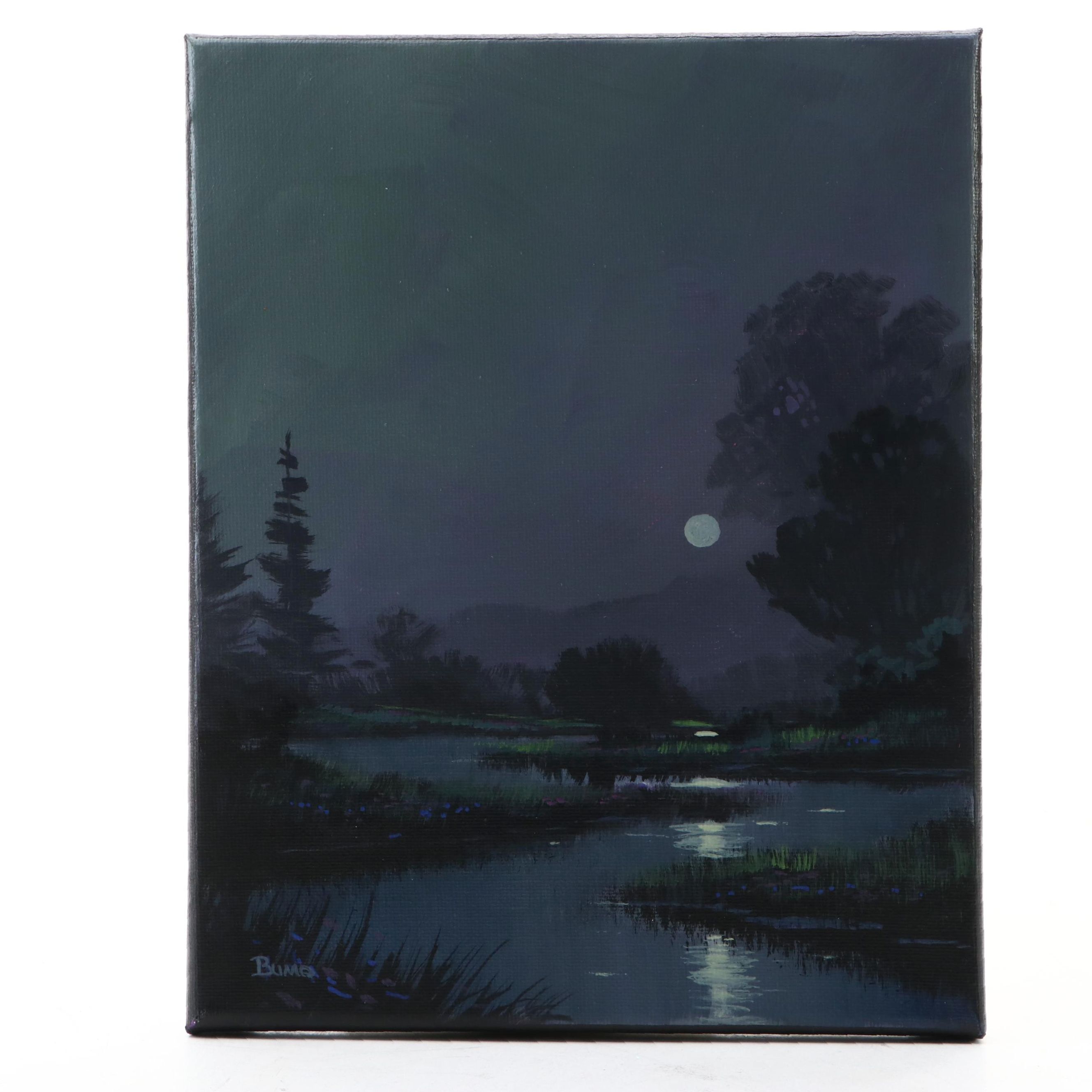 Doug "Bumo" Johnpeer Nocturne Landscape Oil Painting, 2025